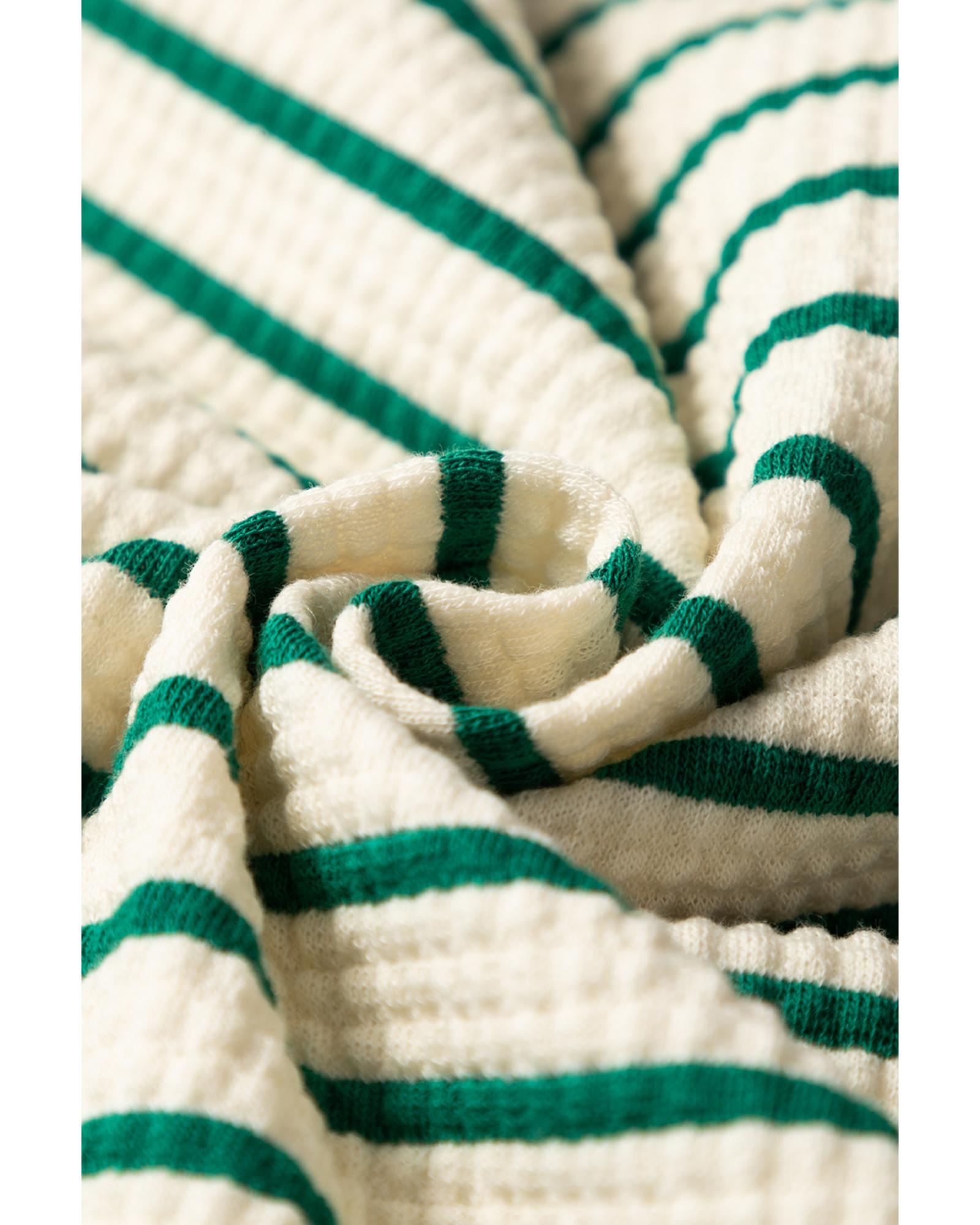 Green Stripe Woven Ruffled Sleeveless Mini Dress - M 6