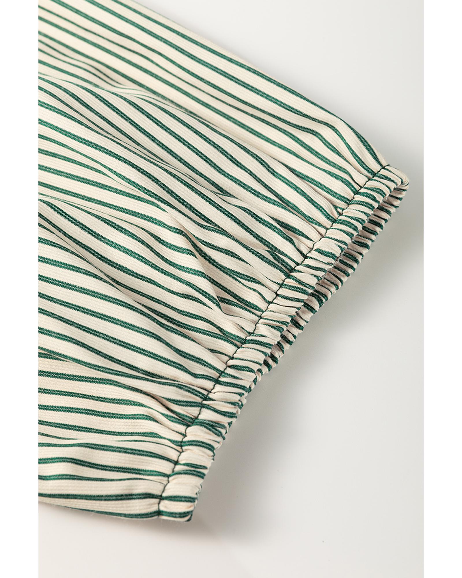 Green Patch Pockets Button Down Short Puff Sleeve Dress - M 5