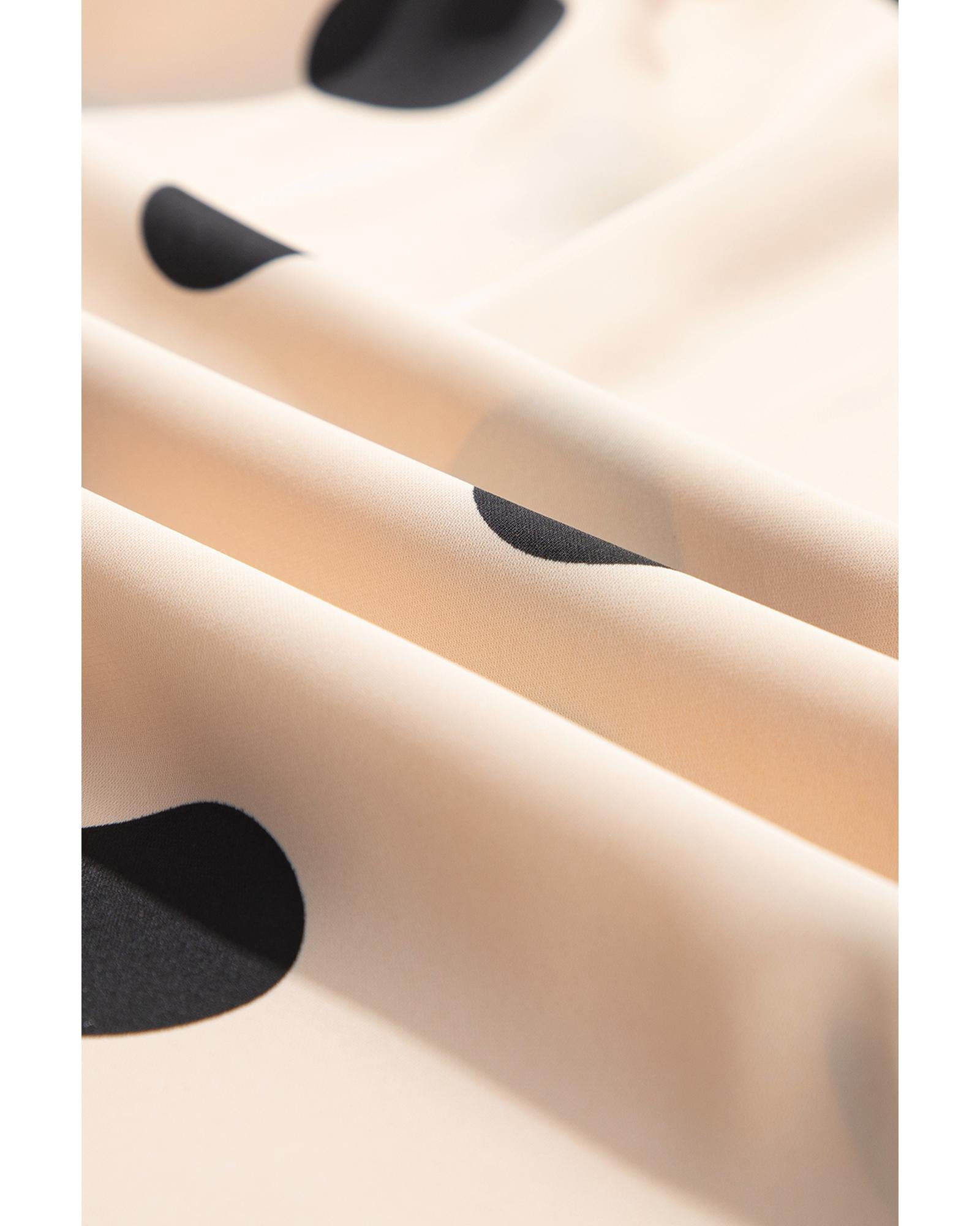 Oatmeal Polka Dot Smocked Fit Flared Sleeveless Long Dress - L 5