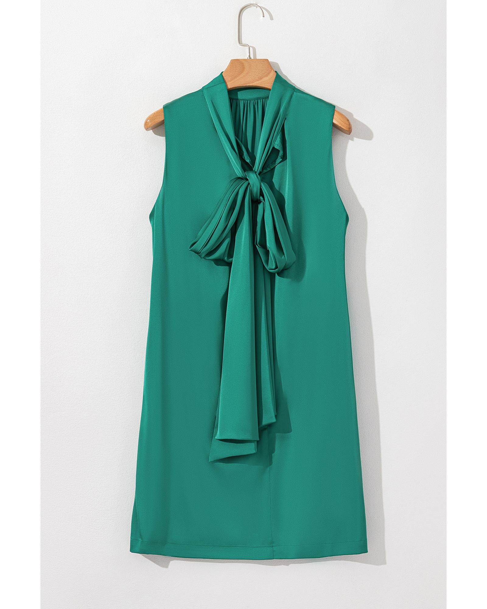 Evergreen Bow Tie Satin Shift Sleeveless Mini Dress - L 6