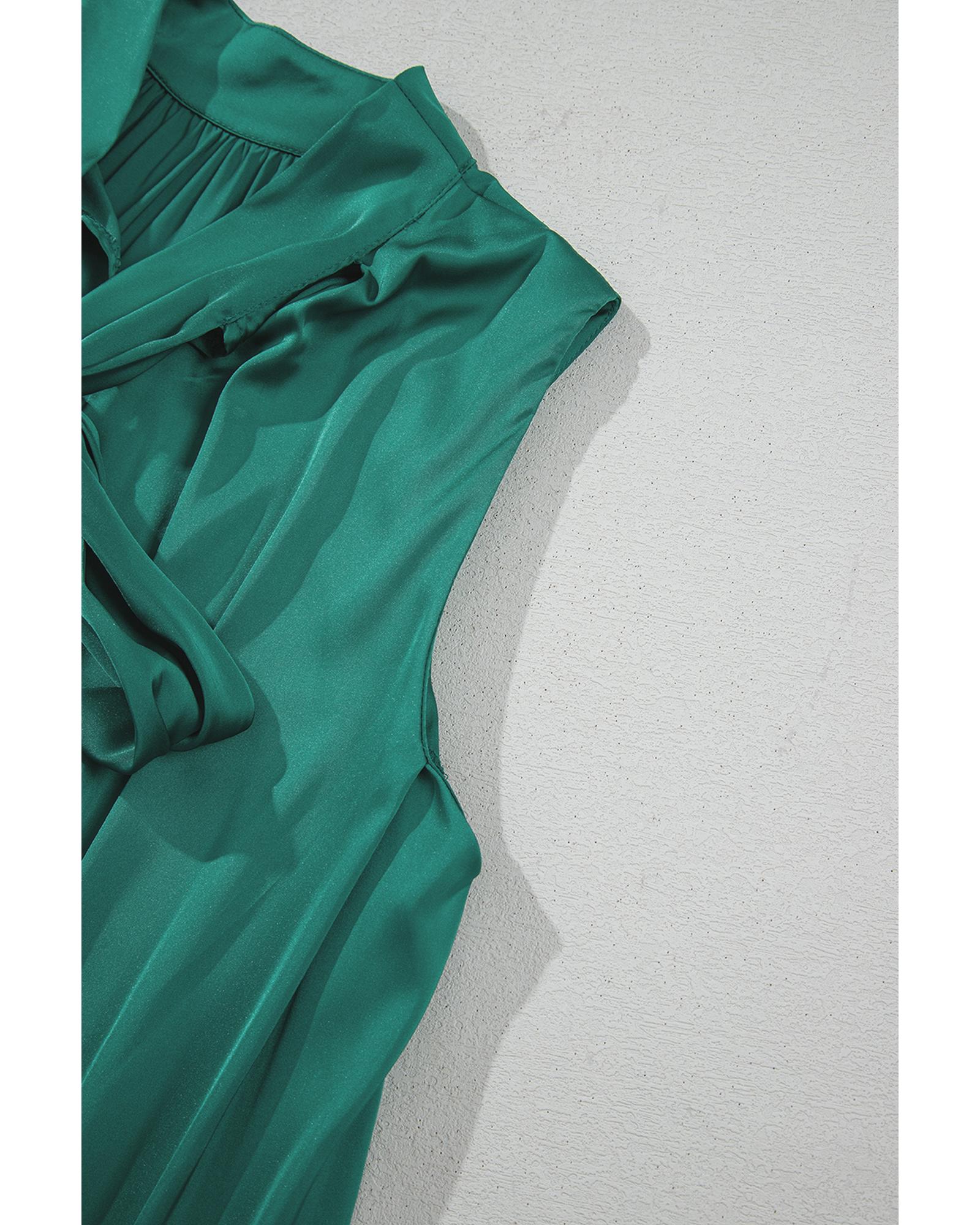 Evergreen Bow Tie Satin Shift Sleeveless Mini Dress - XL 7