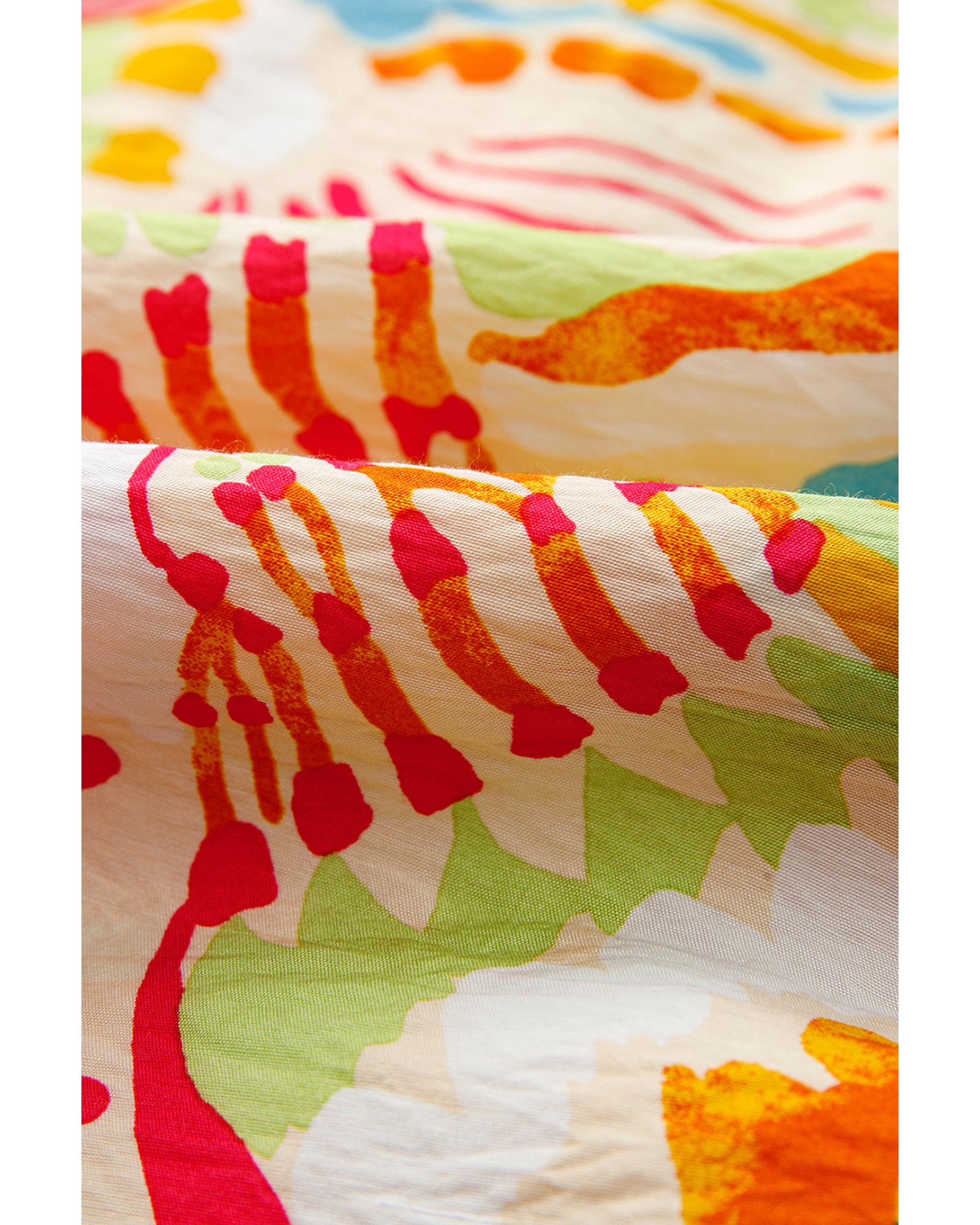 Orange Abstract Print Spaghetti Strap Piping Detail Maxi Dres - L 8