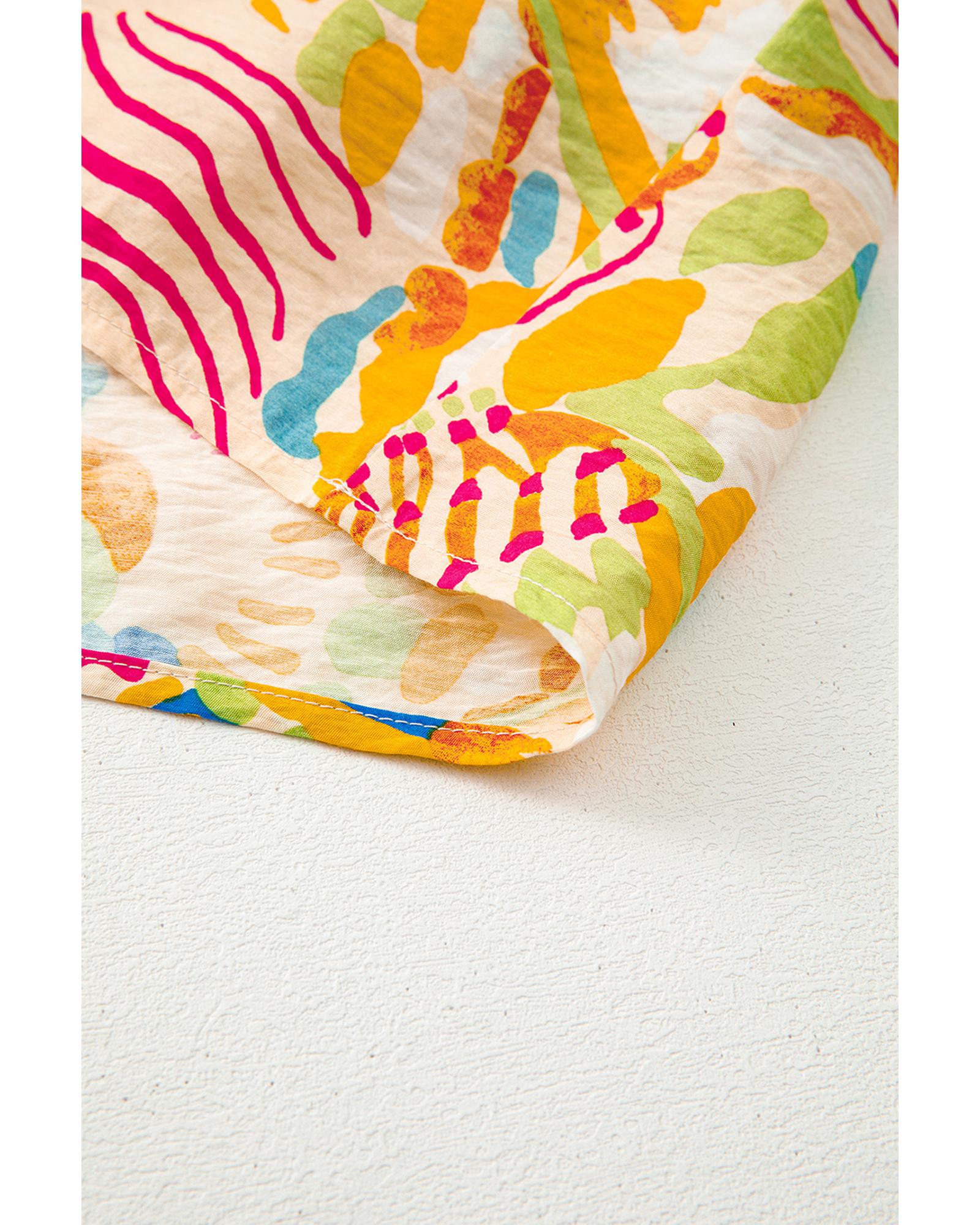 Orange Abstract Print Spaghetti Strap Piping Detail Maxi Dres - M 7