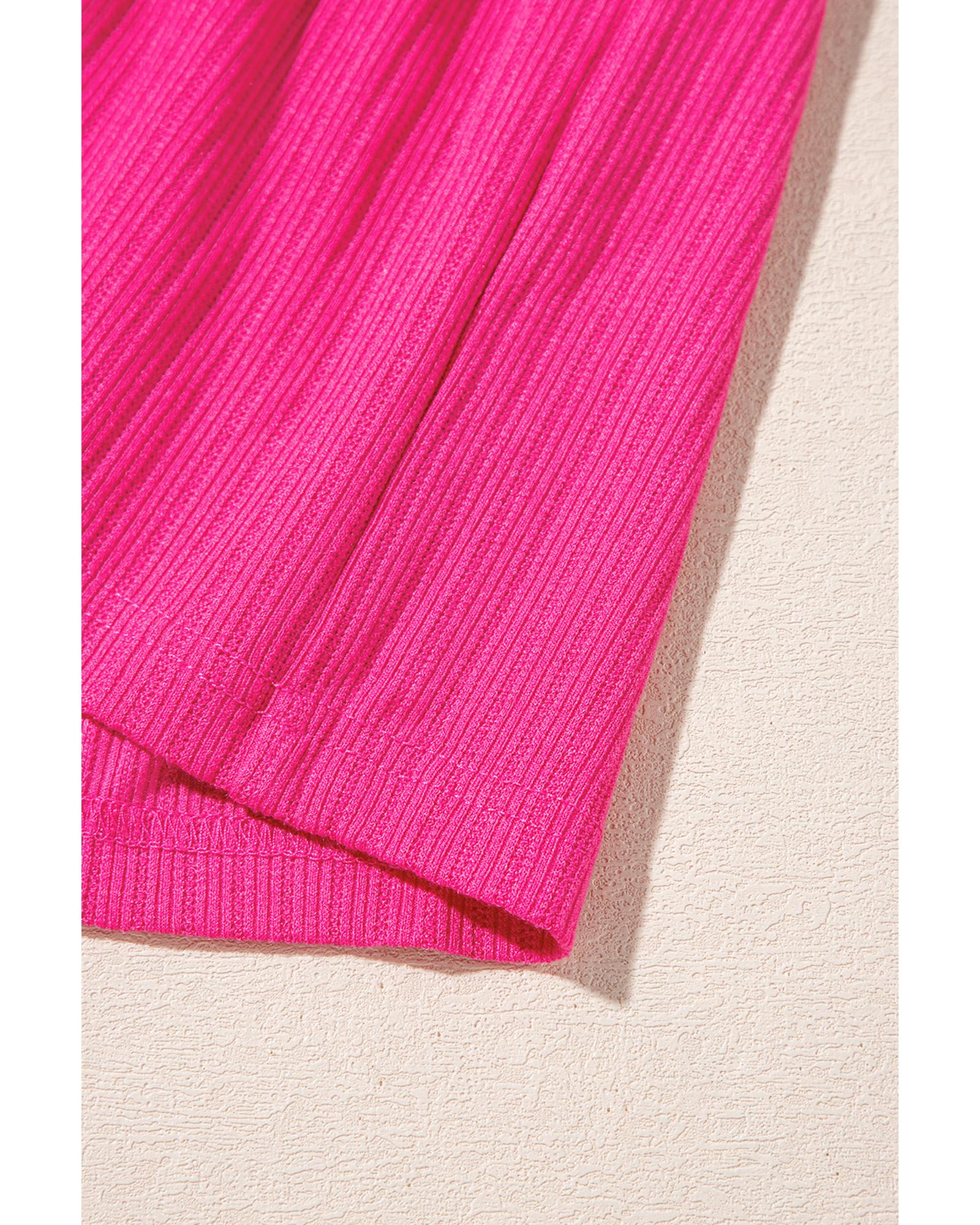 Rose Red Colorful Crochet V Neck Textured Tiered Ruffled Long Sleeve Mini Dress - S 5