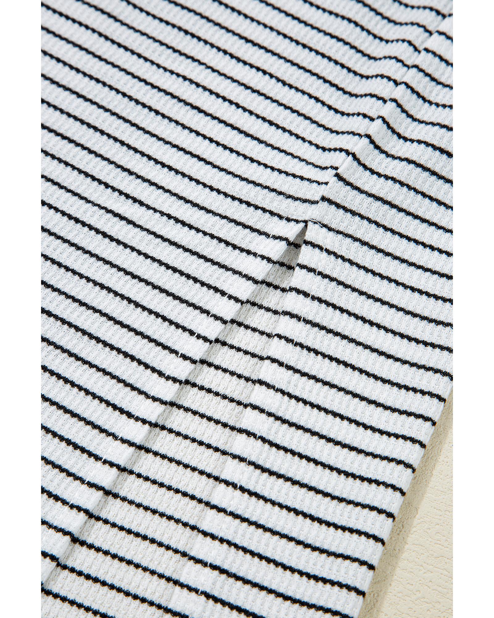 White Stripe Criss Cross Side Slits Slim Fit Sleeveless Midi Dress - S 3