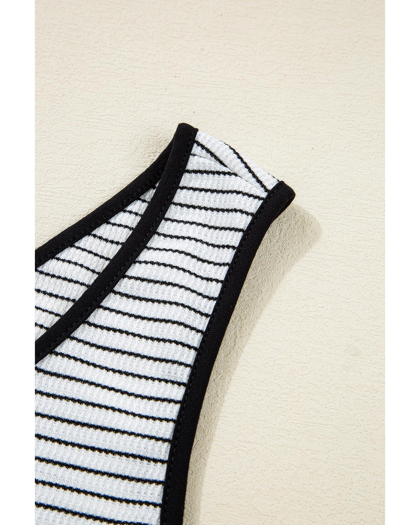 White Stripe Criss Cross Side Slits Slim Fit Sleeveless Midi Dress - S 6