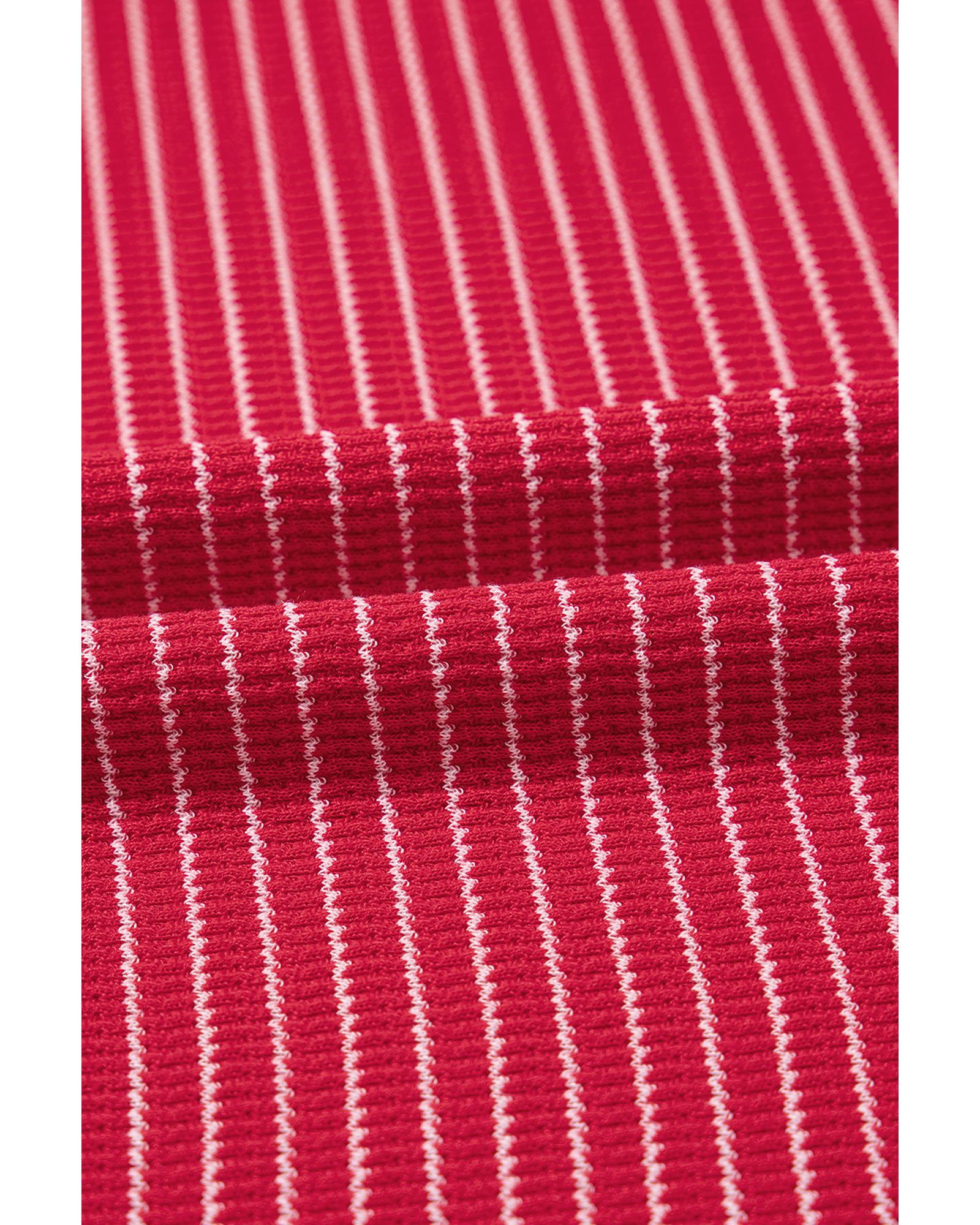 Red Stripe Criss Cross Side Slits Slim Fit Sleeveless Midi Dress - XL 7