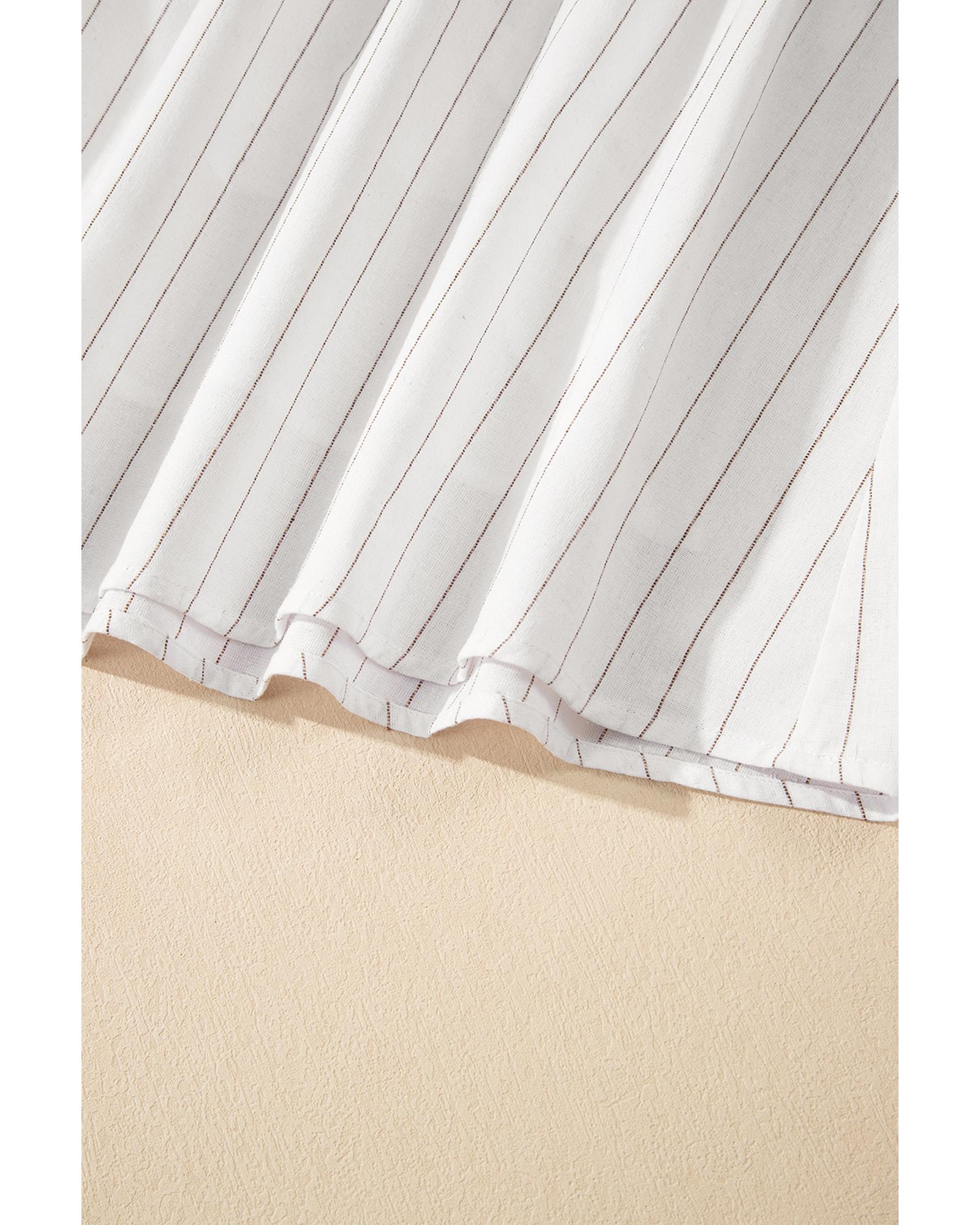 Beige Stripe Spaghetti Strap Pocketed High Waist Maxi Dress - L 3