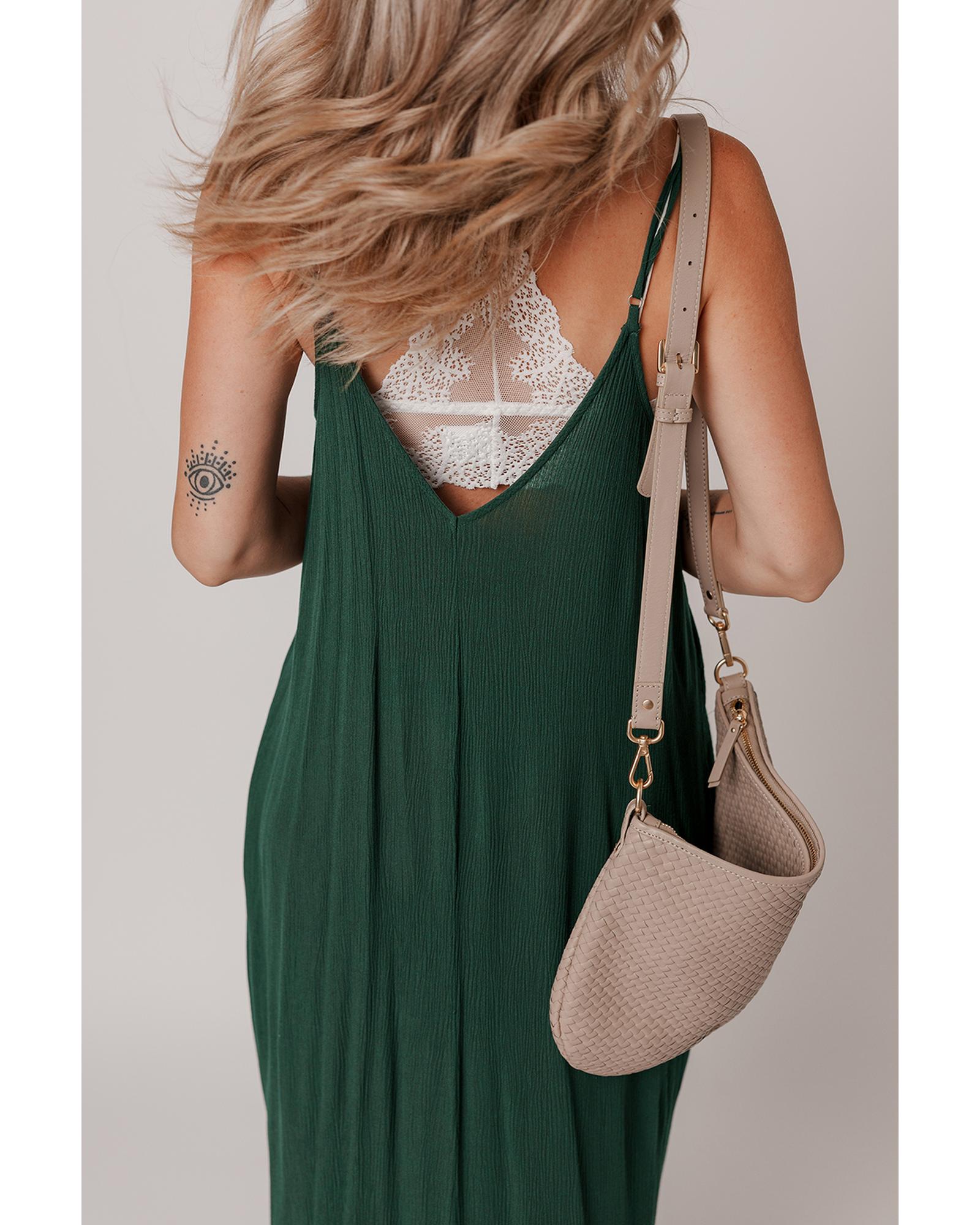 Duffel Green Spaghetti Straps Pocketed Slouchy Maxi Dress - L 5