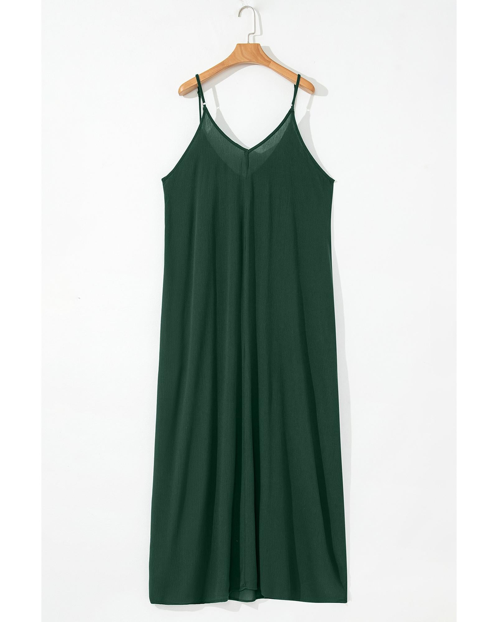 Duffel Green Spaghetti Straps Pocketed Slouchy Maxi Dress - XL 7