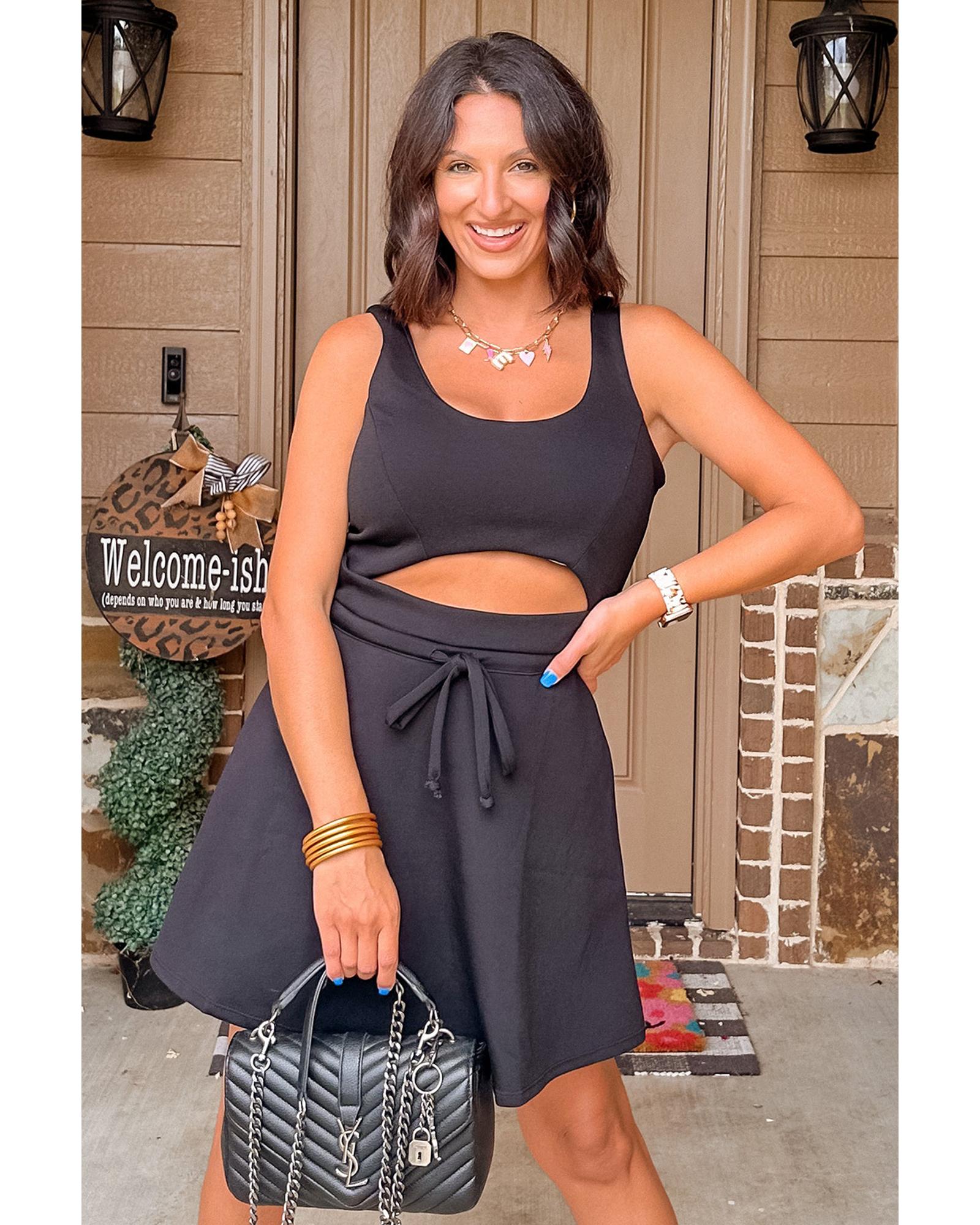 Black Cut Out Front High Waist Tank Mini Dress - M 4