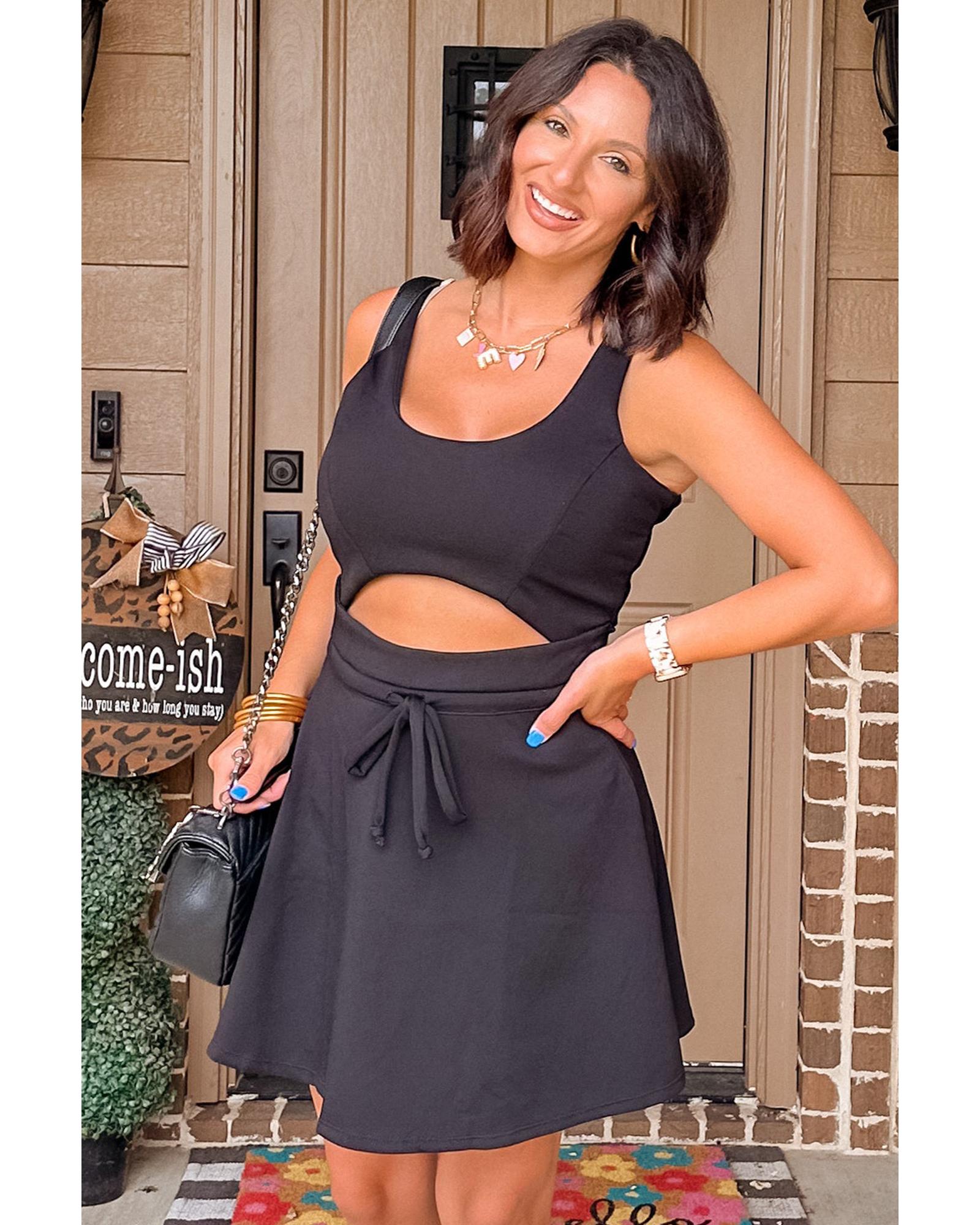 Black Cut Out Front High Waist Tank Mini Dress - S 6