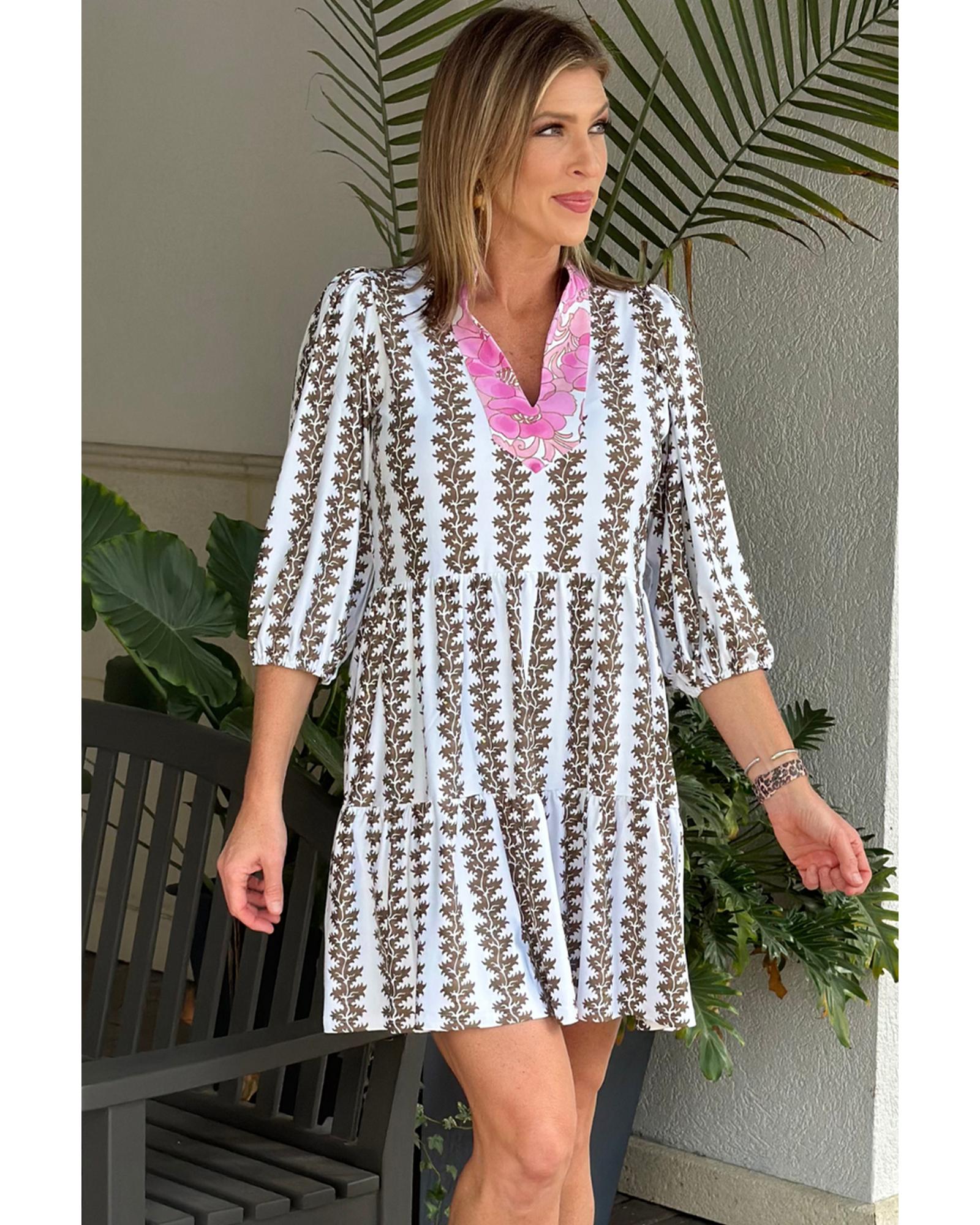 Black Contrast Floral V Neck Printed Bracelet Sleeve Dress - XL 4
