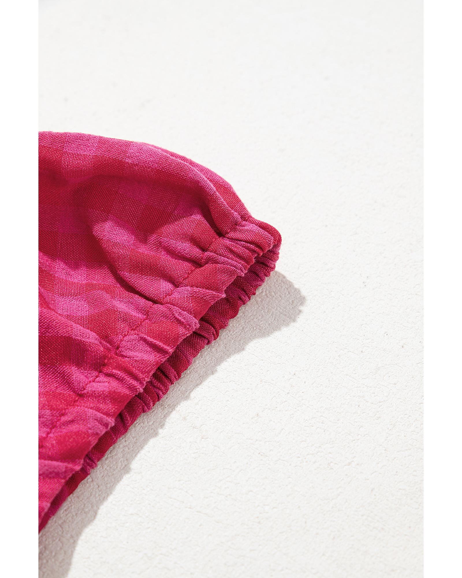 Rose Ginham Check Bubble Sleeve Ruffled Maxi Dress - XL 8