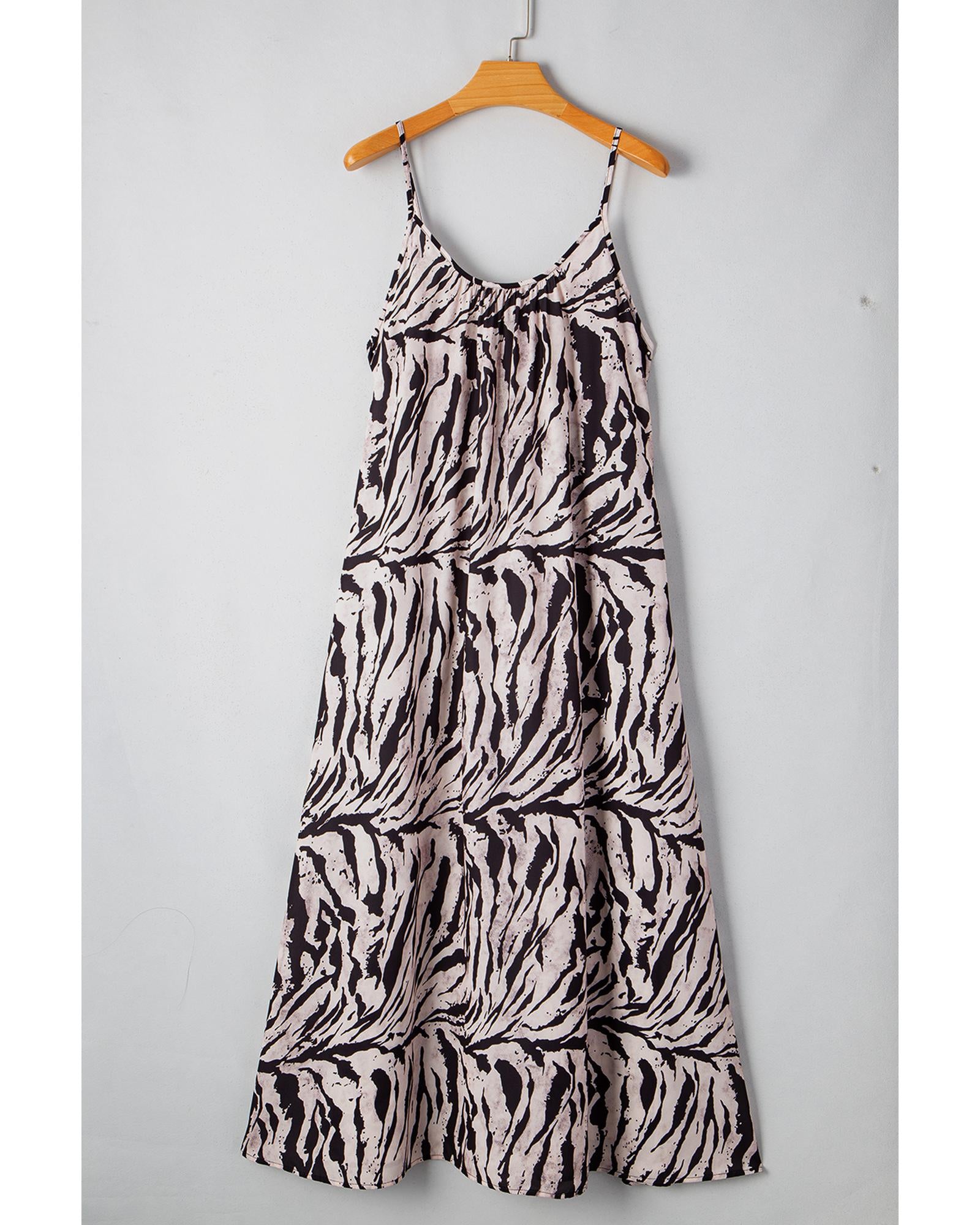 Black Abstract Print Open Back Boho Loose Maxi Sundress - XL 5