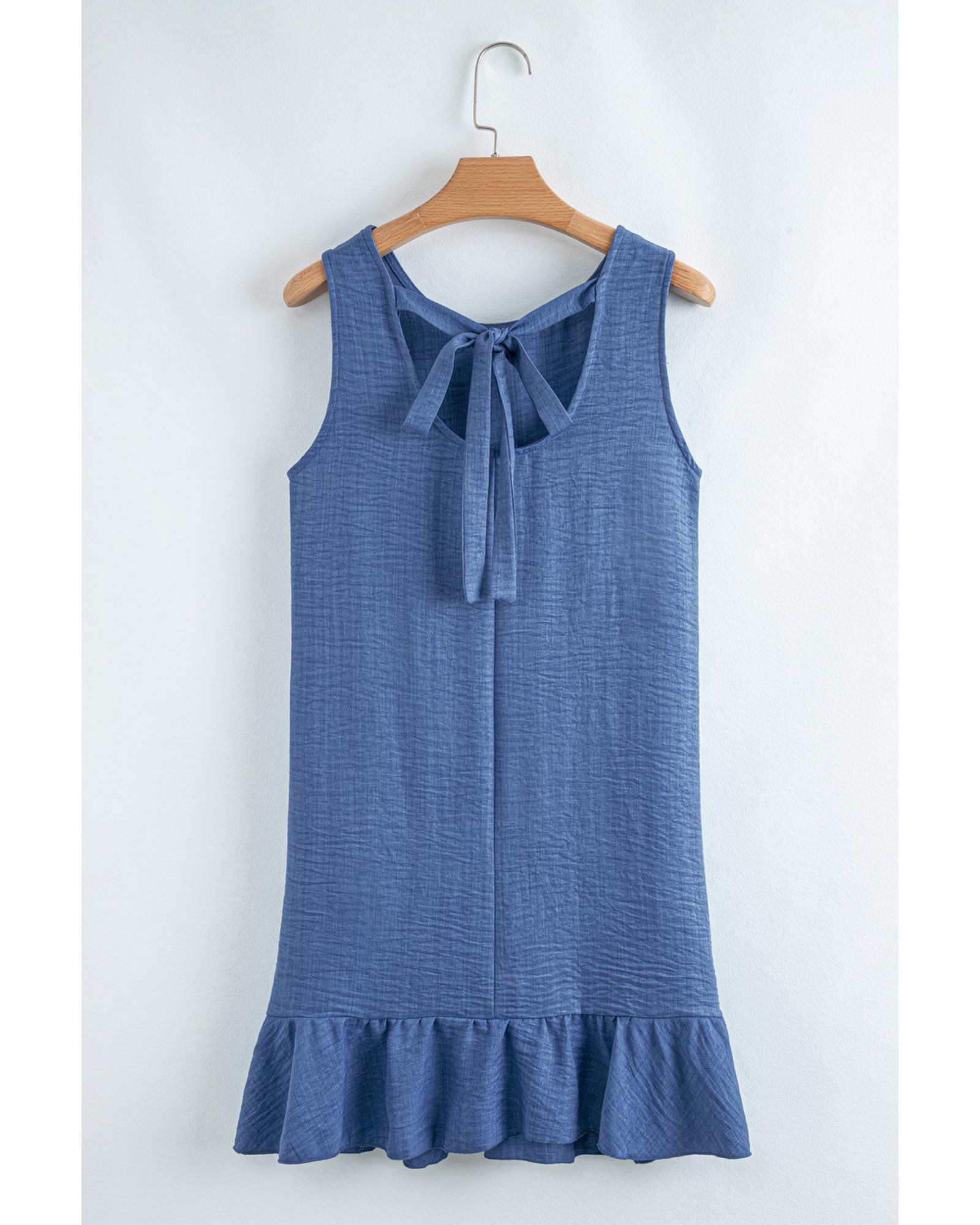 Ashleigh Blue Knot Scoop Back Ruffle Hem Sleeveless Mini Dress - XL 5