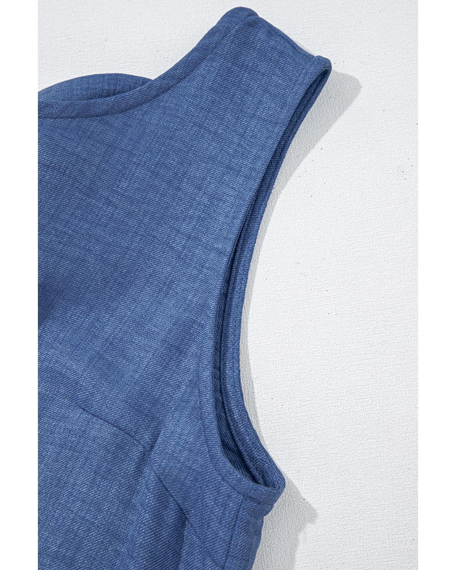 Ashleigh Blue Knot Scoop Back Ruffle Hem Sleeveless Mini Dress - XL 8