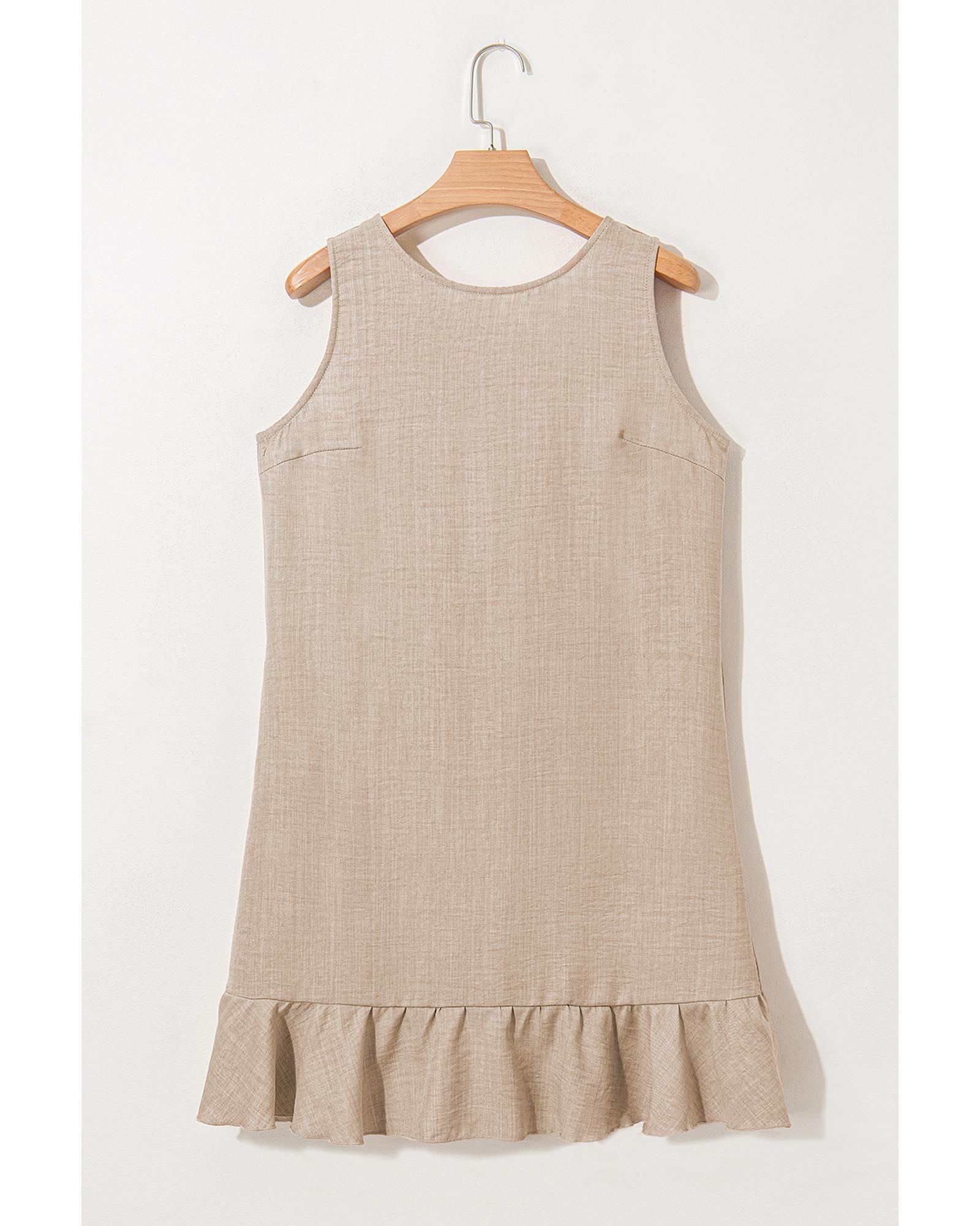 Smoke Gray Knot Scoop Back Ruffle Hem Sleeveless Mini Dress - XL 5