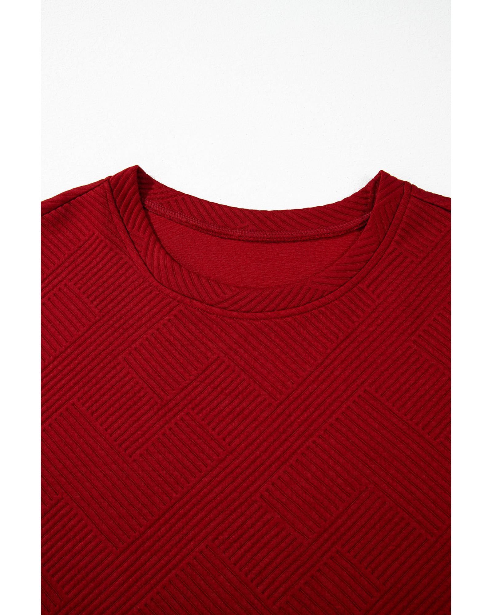 Red Dahlia Textured Loose Fit T Shirt and Drawstring Pants Set - L 3