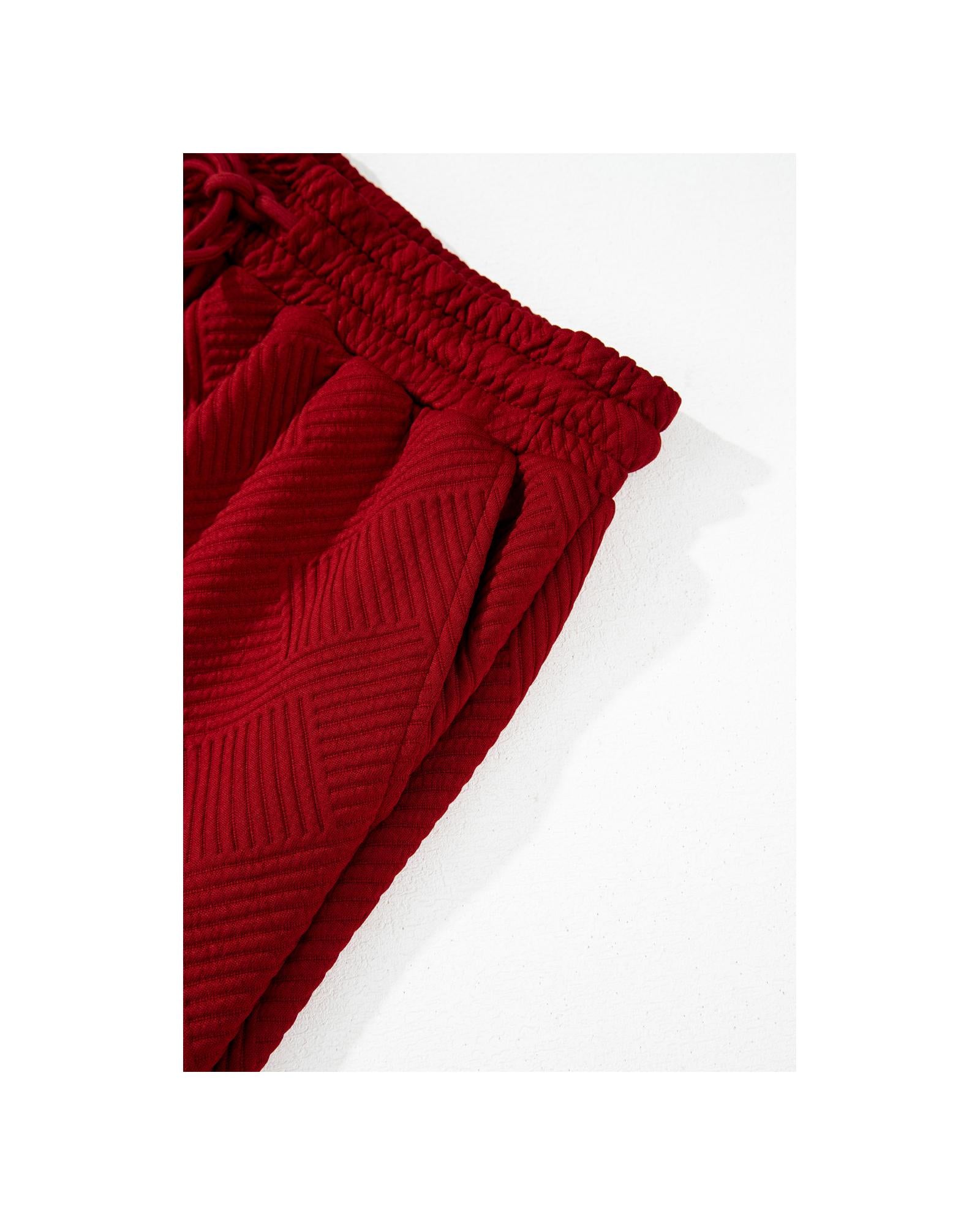 Red Dahlia Textured Loose Fit T Shirt and Drawstring Pants Set - L 6
