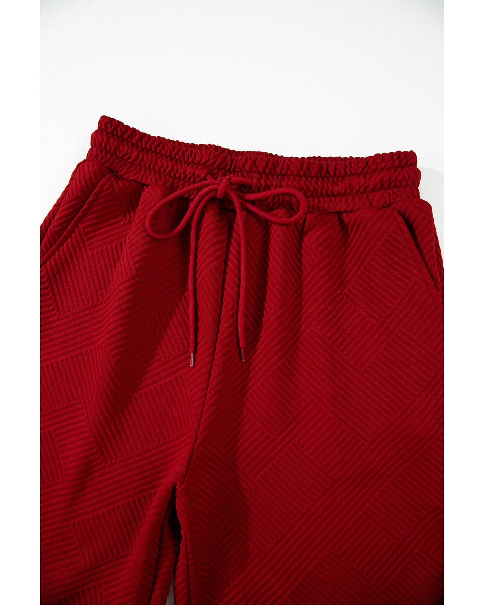 Red Dahlia Textured Loose Fit T Shirt and Drawstring Pants Set - M 7