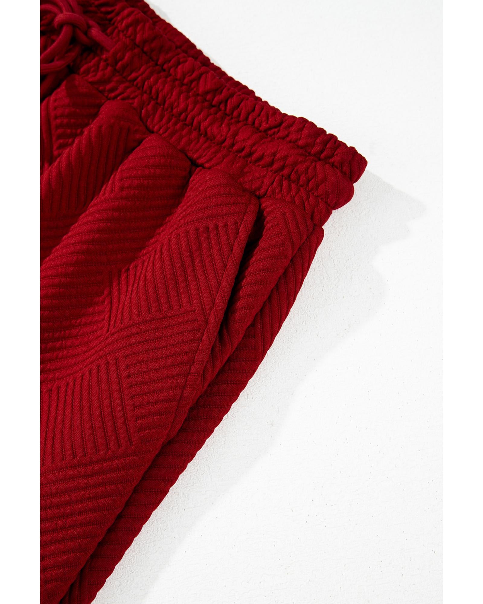 Red Dahlia Textured Loose Fit T Shirt and Drawstring Pants Set - M 8