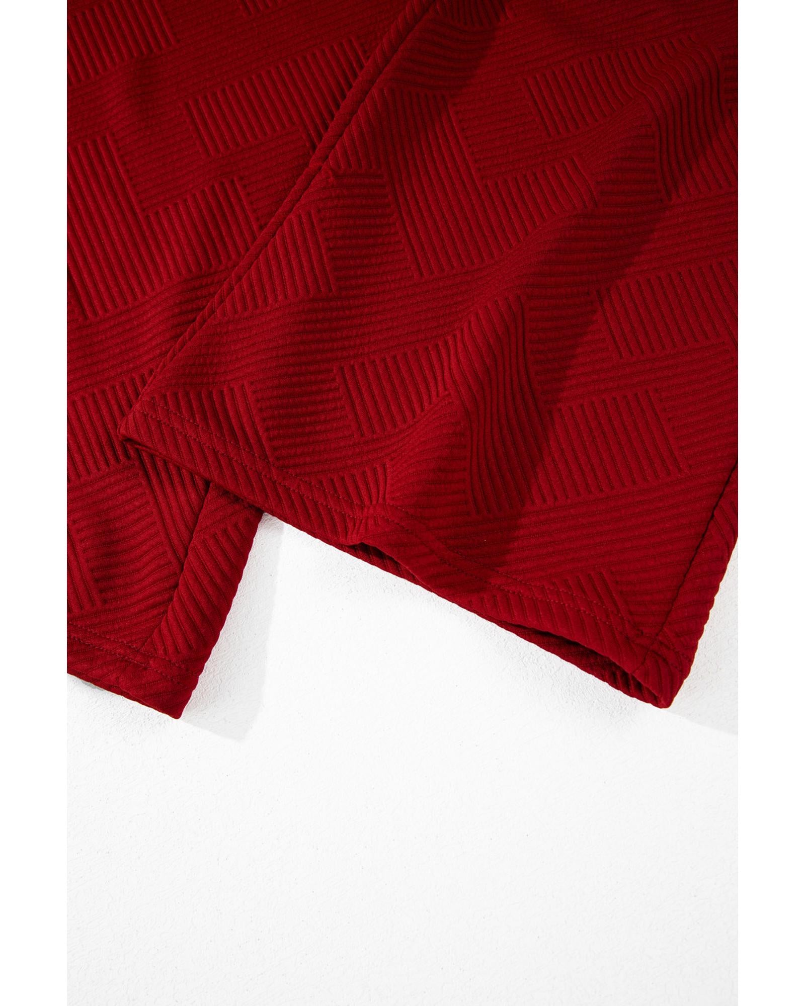 Red Dahlia Textured Loose Fit T Shirt and Drawstring Pants Set - XL
