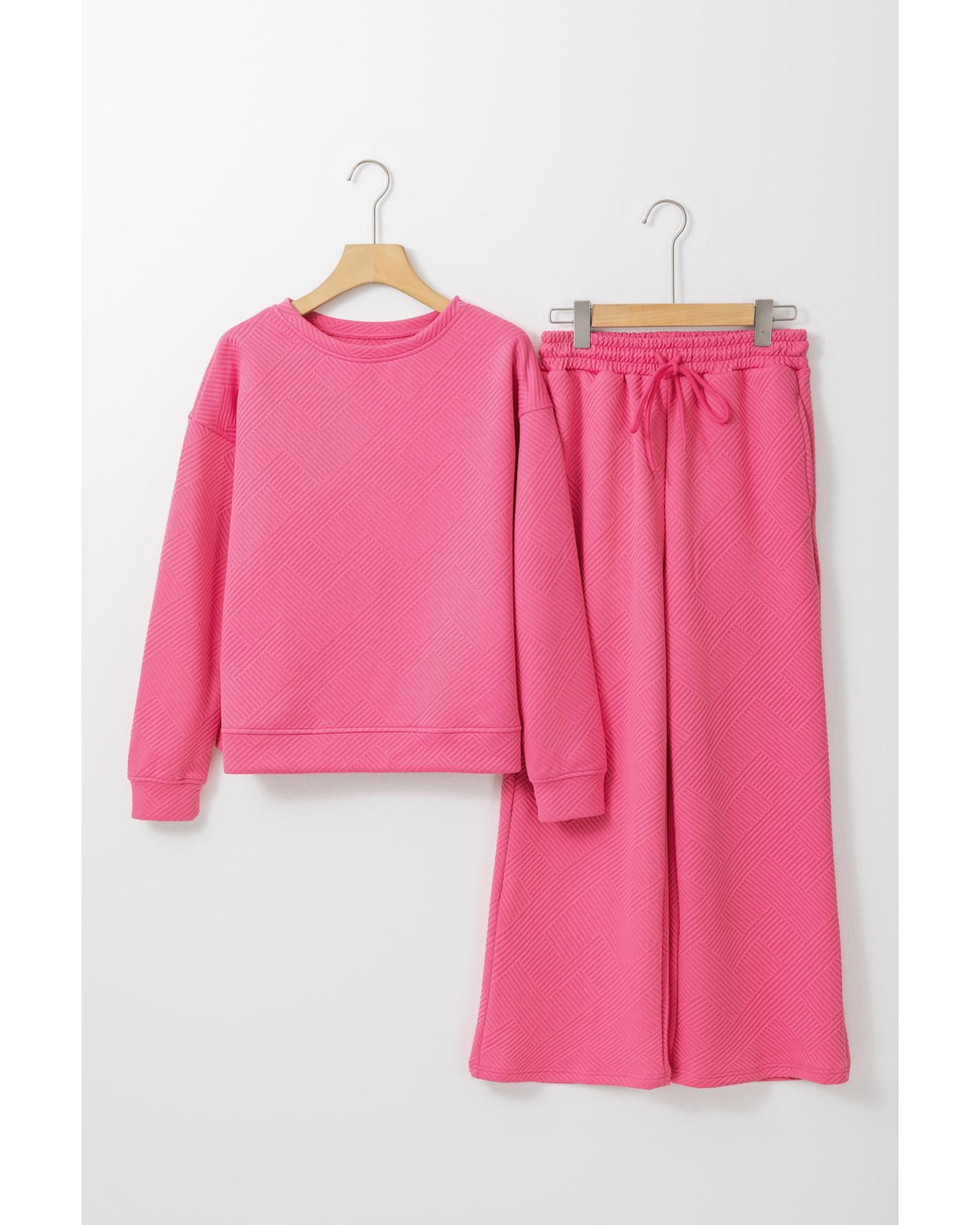 Strawberry Pink Ultra Loose Textured 2pcs Slouchy Outfit - M 5