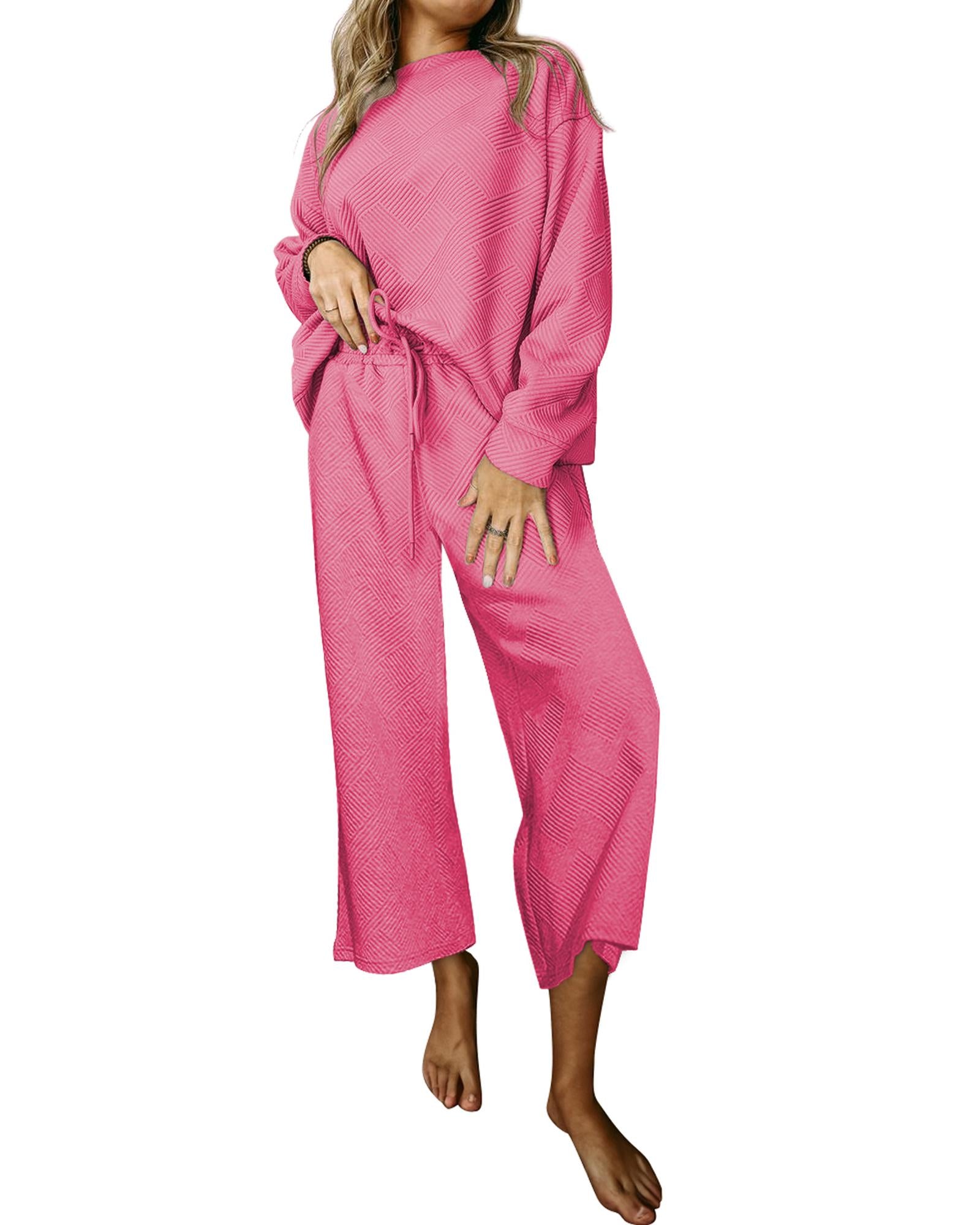Strawberry Pink Ultra Loose Textured 2pcs Slouchy Outfit - XL