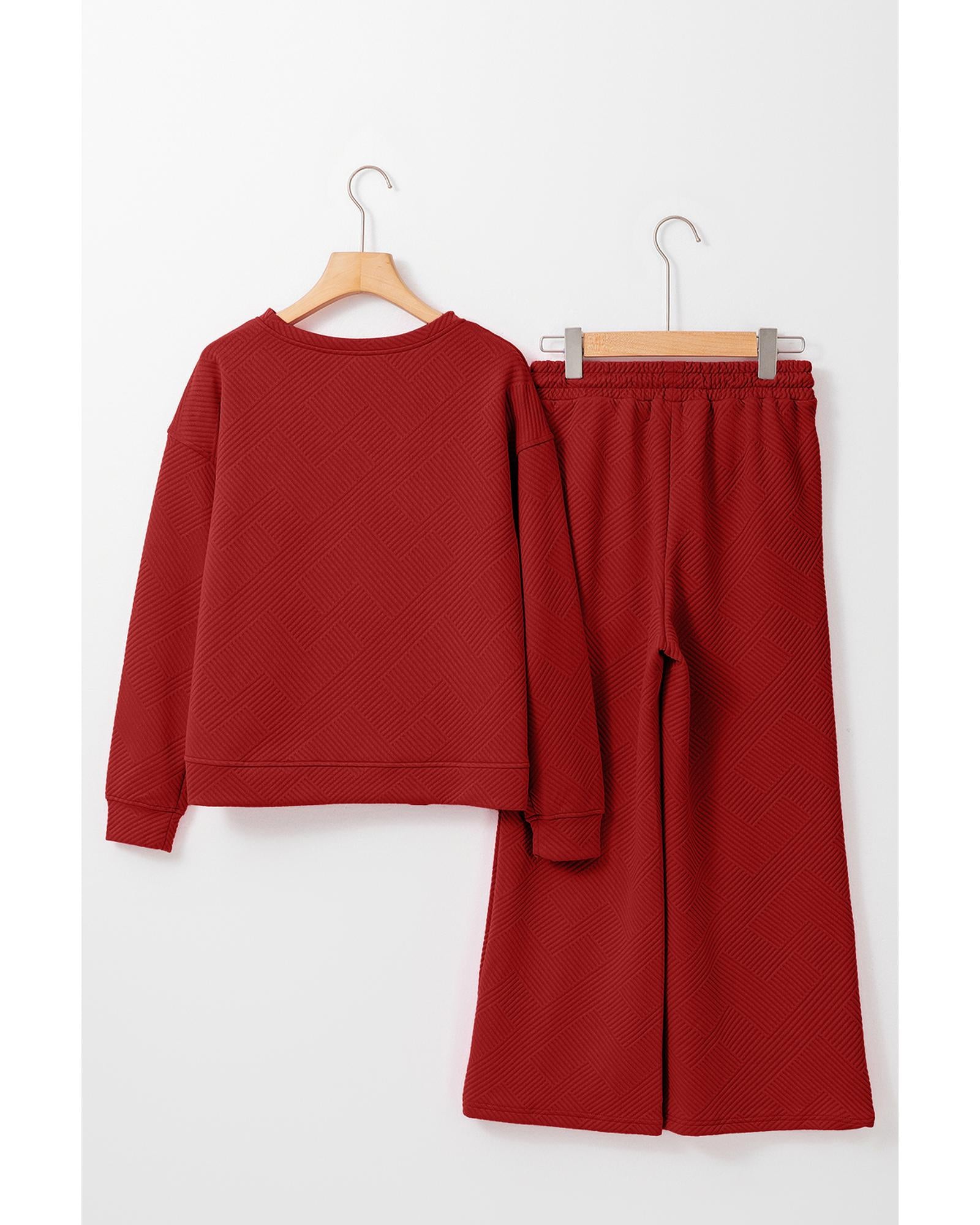 Red Dahlia Ultra Loose Textured 2pcs Slouchy Outfit - M 4