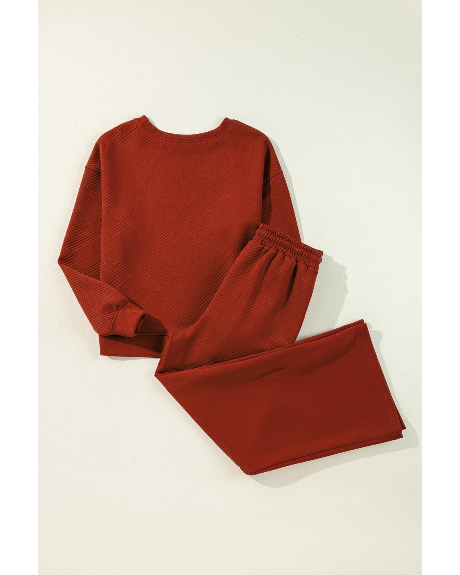 Red Dahlia Ultra Loose Textured 2pcs Slouchy Outfit - M 5