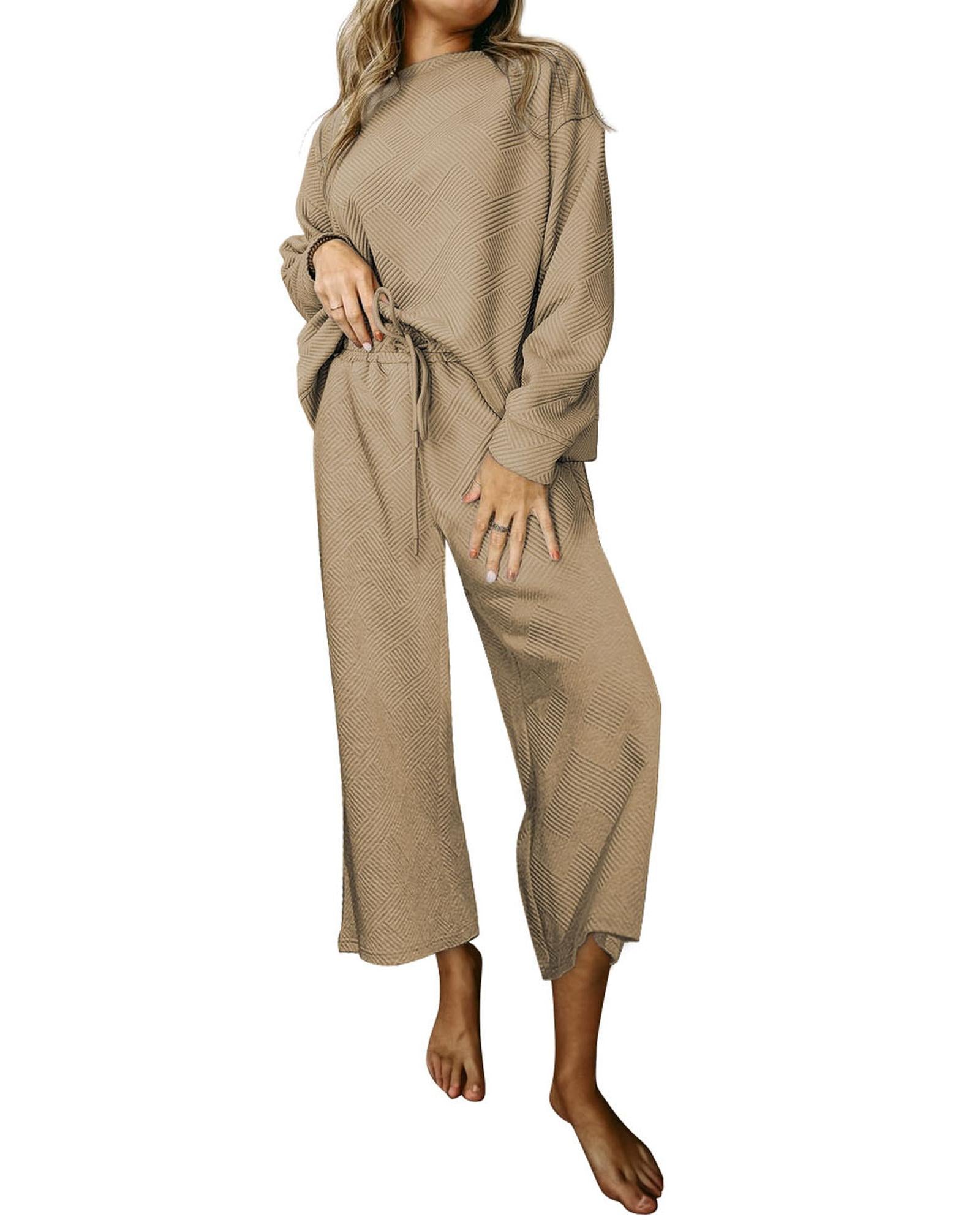 Khaki Ultra Loose Textured 2pcs Slouchy Outfit - S 4