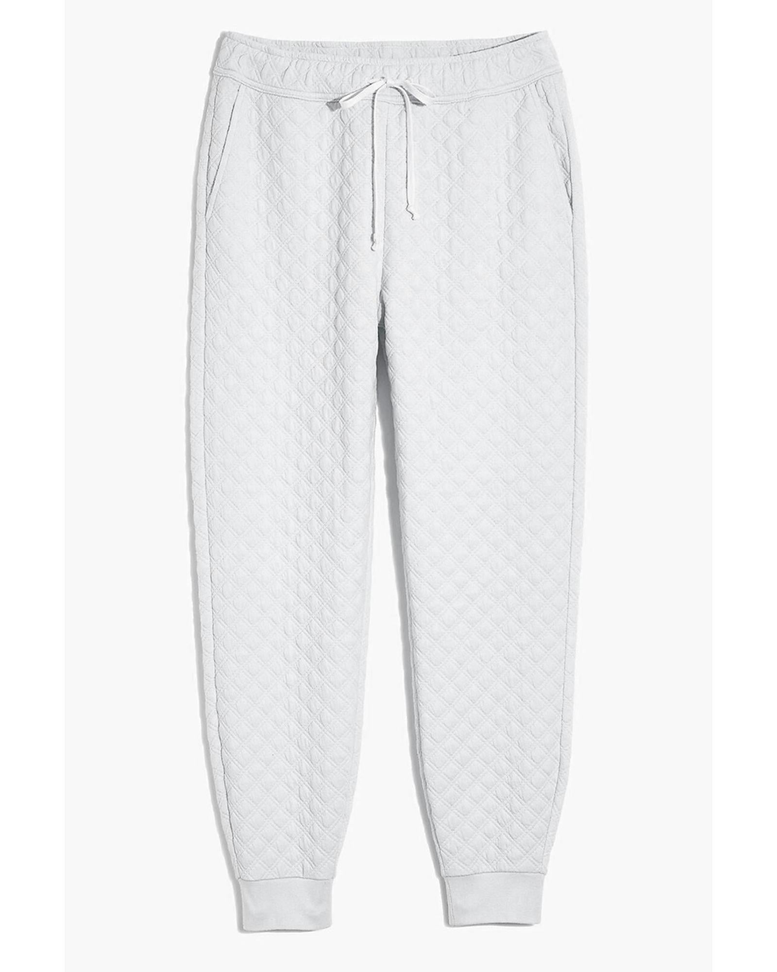 White Quilted Hoodie and Sweatpants Two Piece Set - L 4