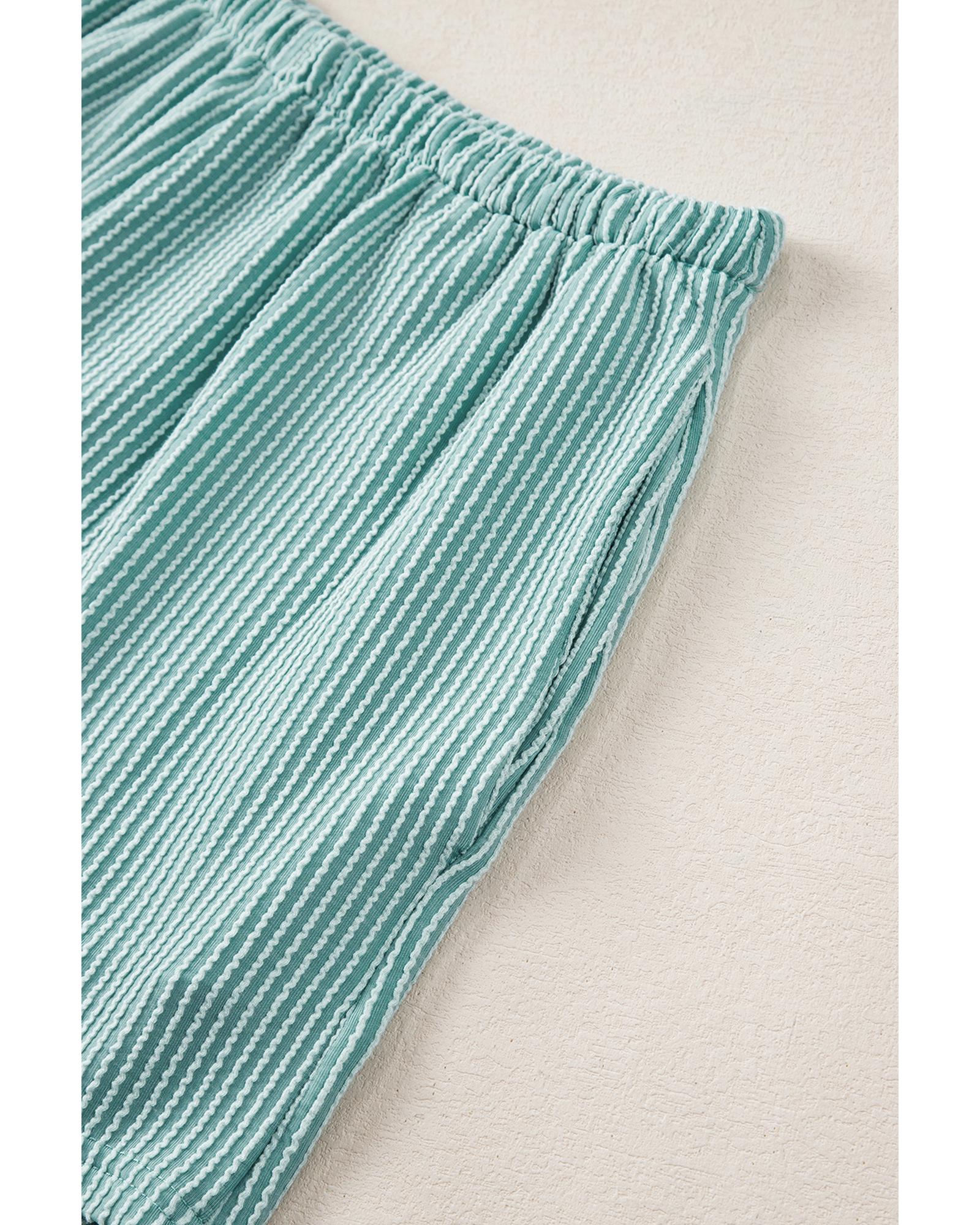 Iceland Blue Ribbed Textured Knit Loose Fit Tee and Shorts Set - XL 5