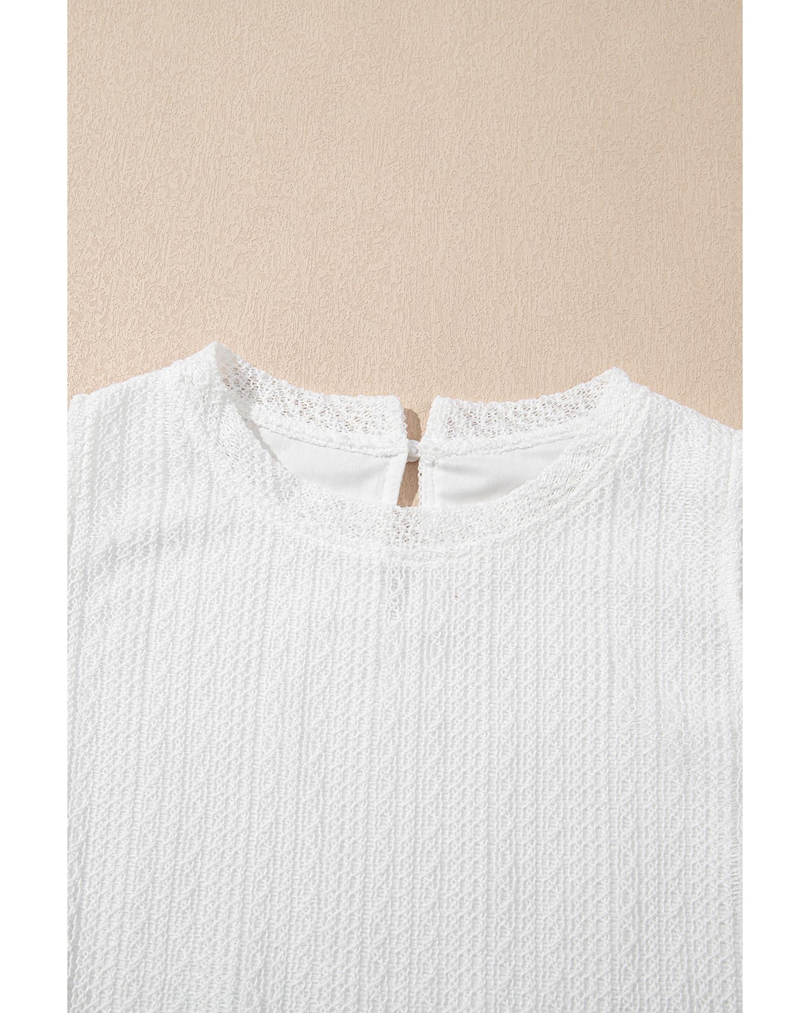 Beige Textured Knit Tank Top and Drawstring Shorts Set - S 6