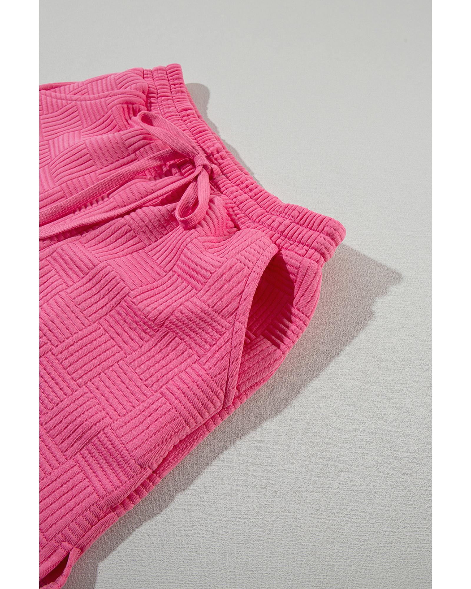 Bonbon Textured Ruffled Sleeve Tee and Drawstring Shorts Set - L 5