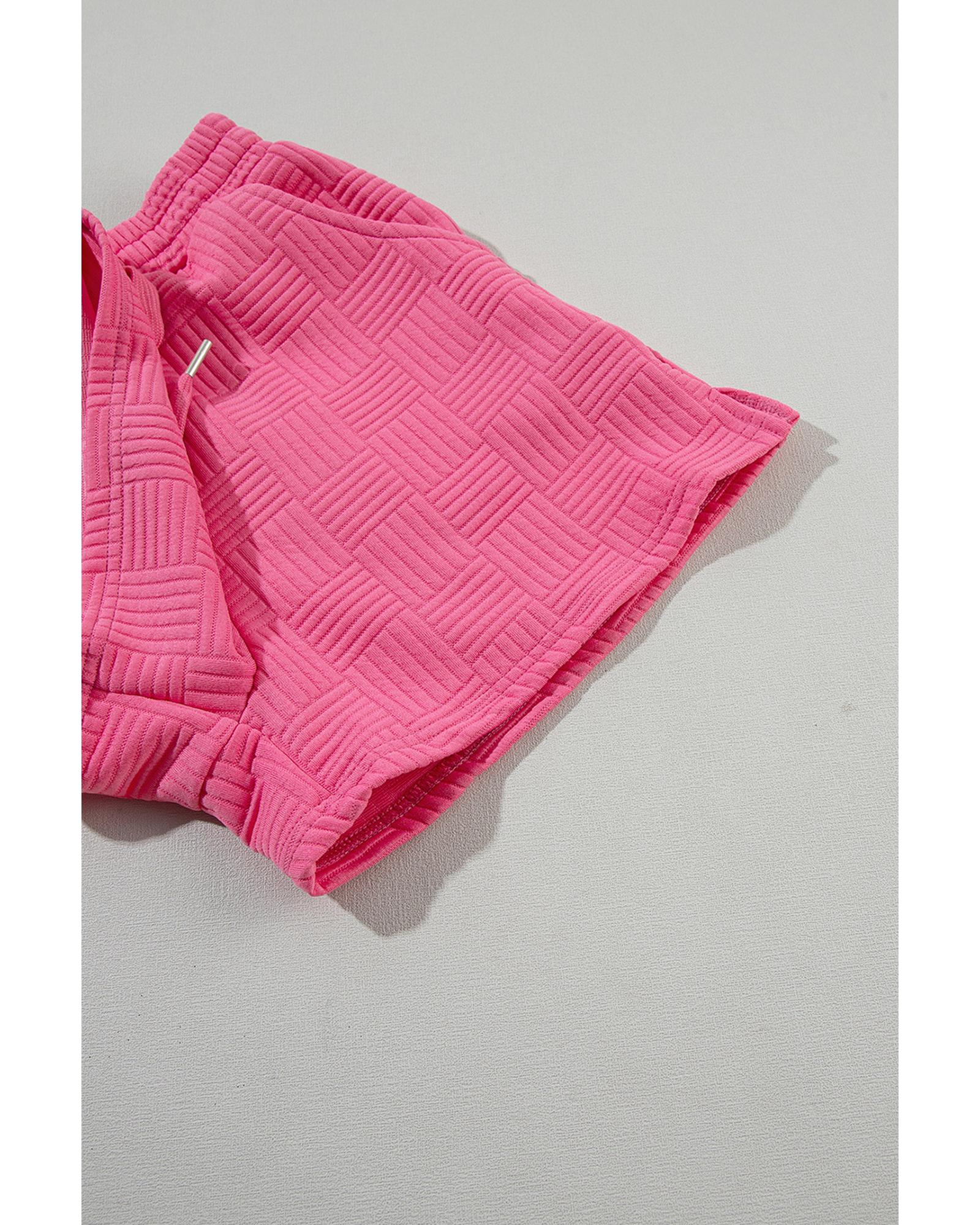 Bonbon Textured Ruffled Sleeve Tee and Drawstring Shorts Set - M 8