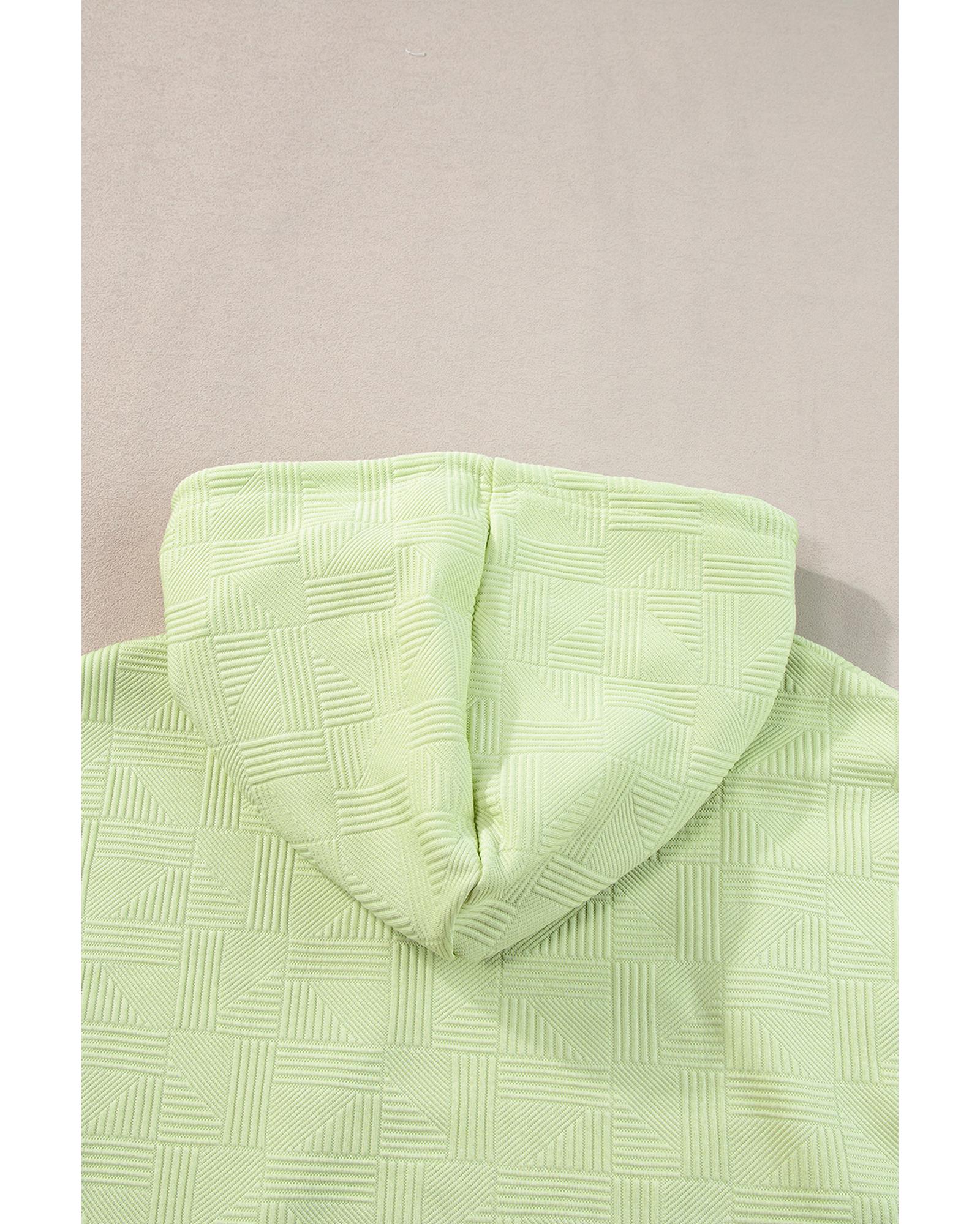 Meadow Mist Green Textured Cropped Hoodie and Shorts Set - L 8