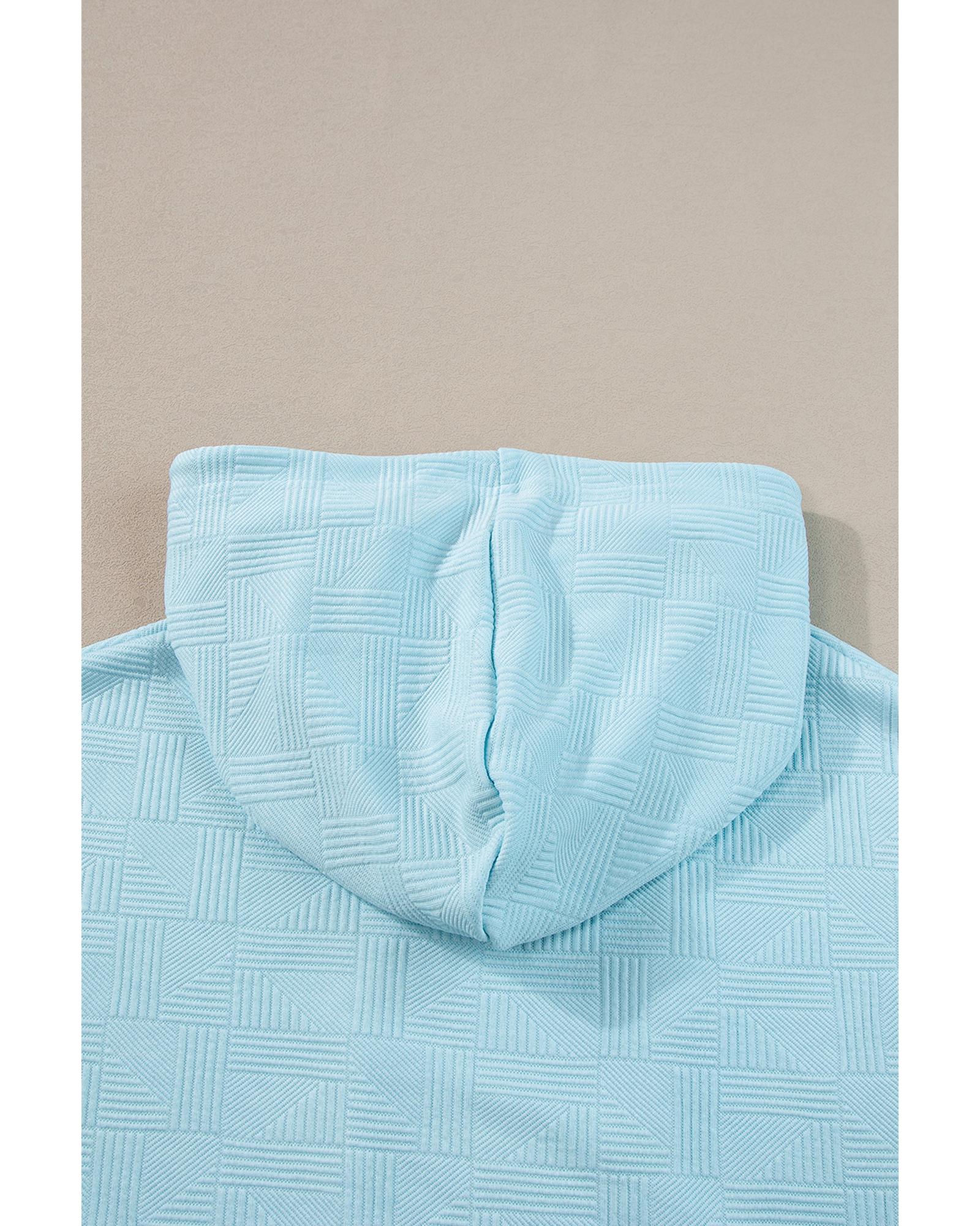 Beau Blue Textured Cropped Hoodie and Shorts Set - L 5