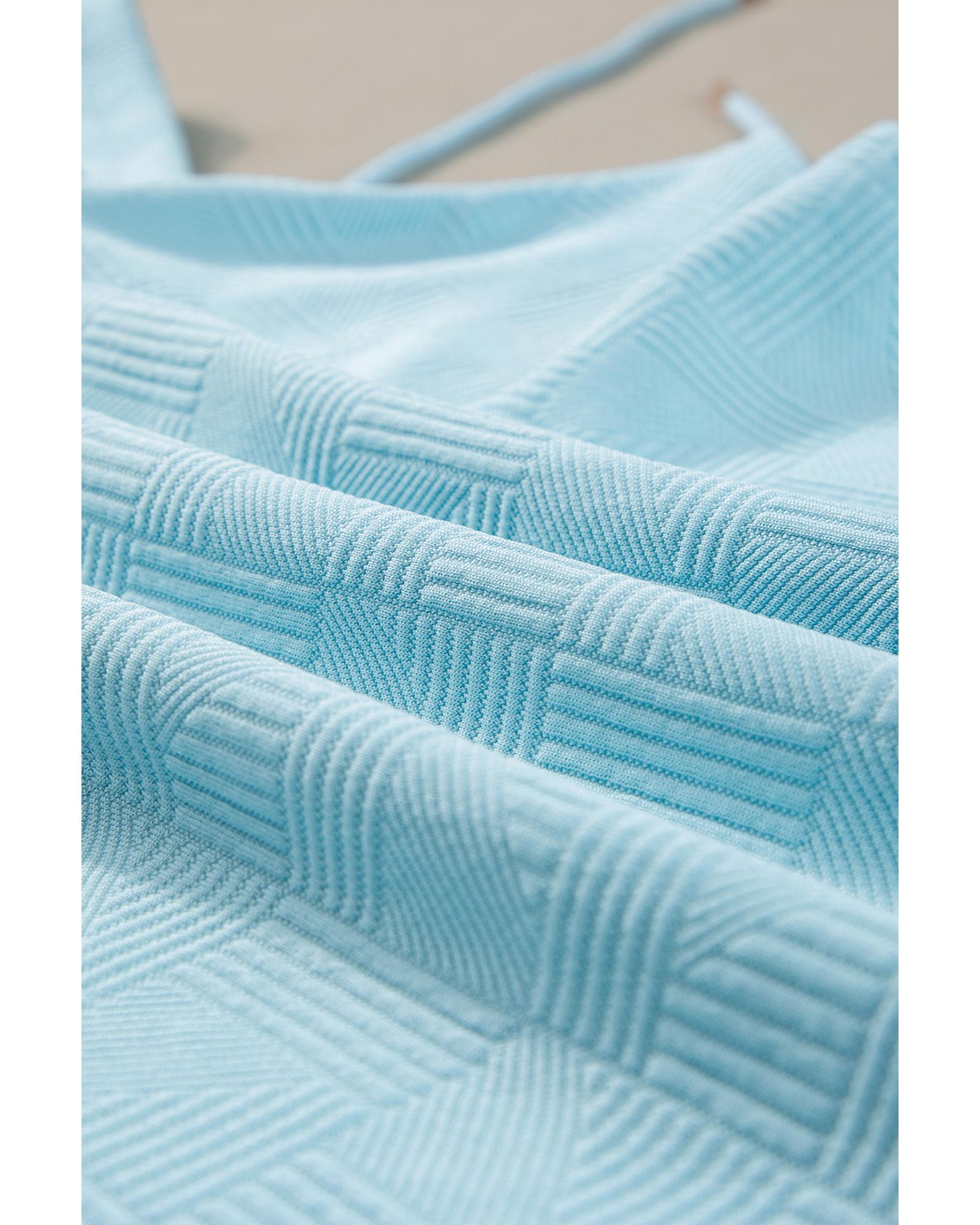 Beau Blue Textured Cropped Hoodie and Shorts Set - L 6