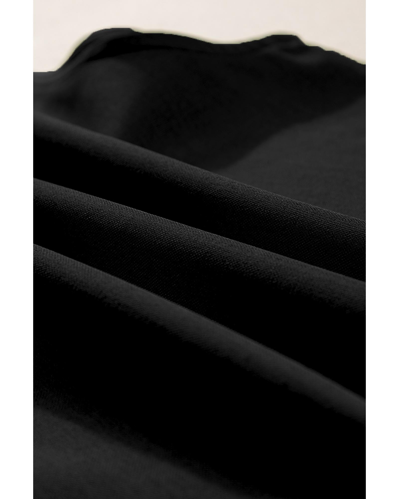 Black Ricrac Trim Tank Top Elastic Waist Shorts Set - M 5