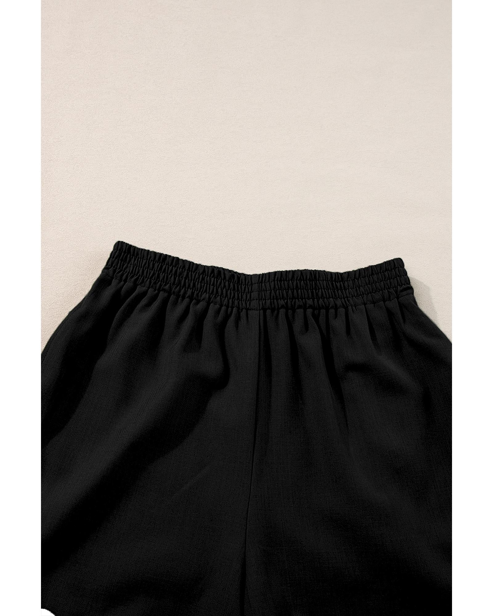 Black Ricrac Trim Tank Top Elastic Waist Shorts Set - XL 4