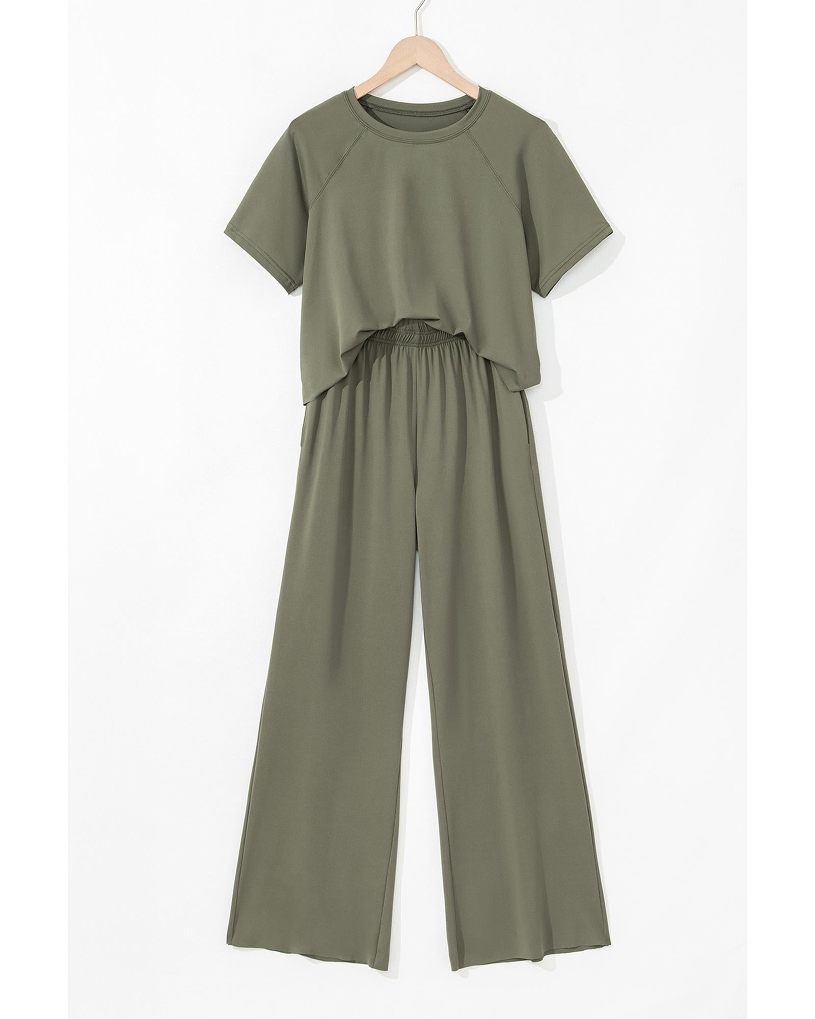 Seagrass Raw Hem Loose Tee and Wide Leg Pants Set - L 6