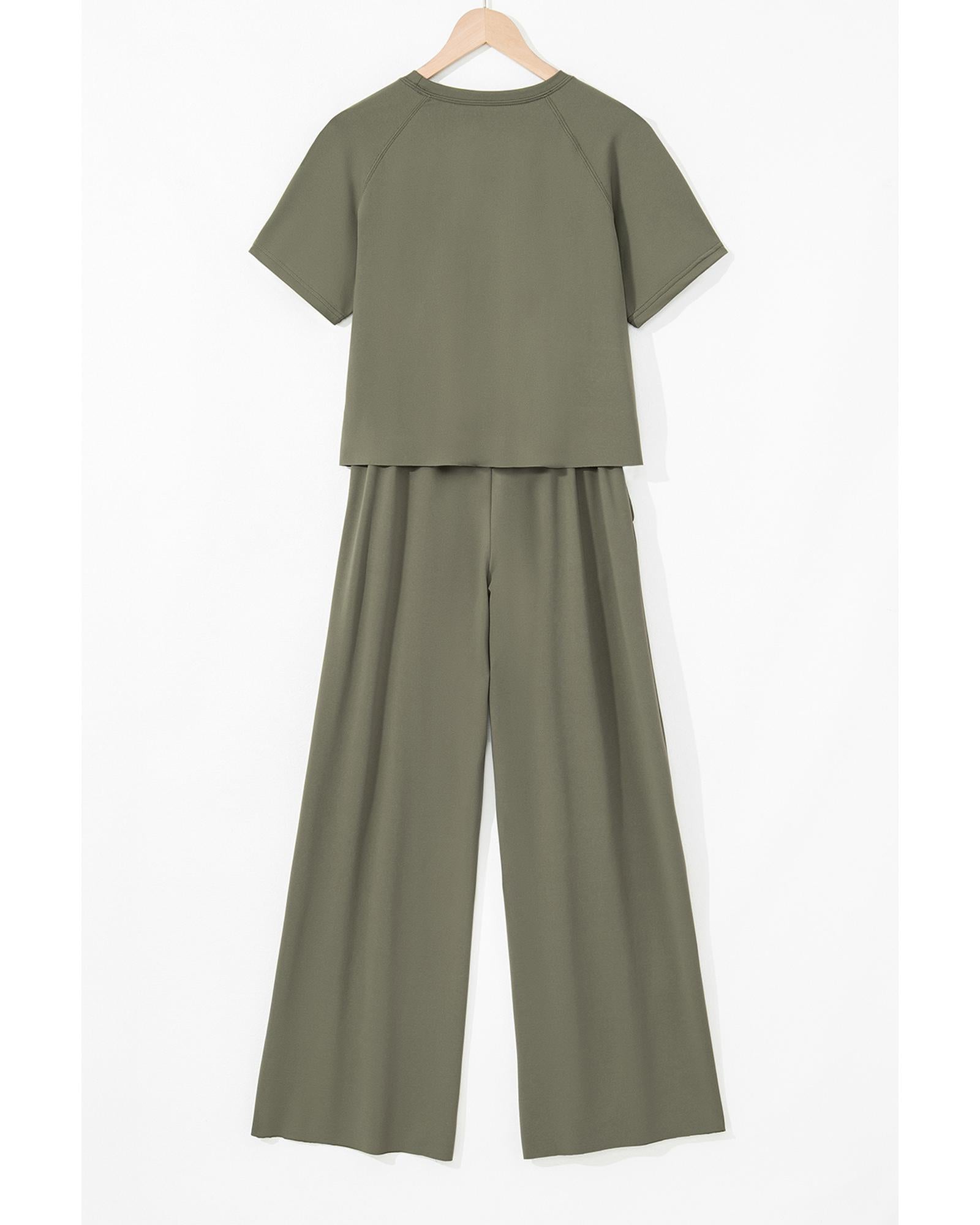 Seagrass Raw Hem Loose Tee and Wide Leg Pants Set - XL 7