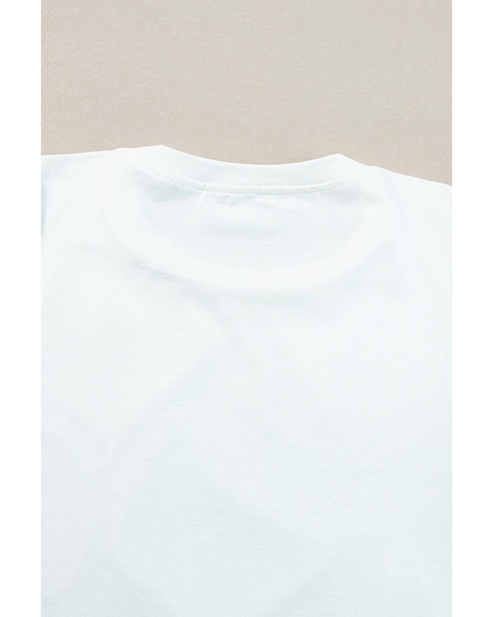 White Colorful Sequin Butterfly Puff Sleeve Top Shorts Set - L 5