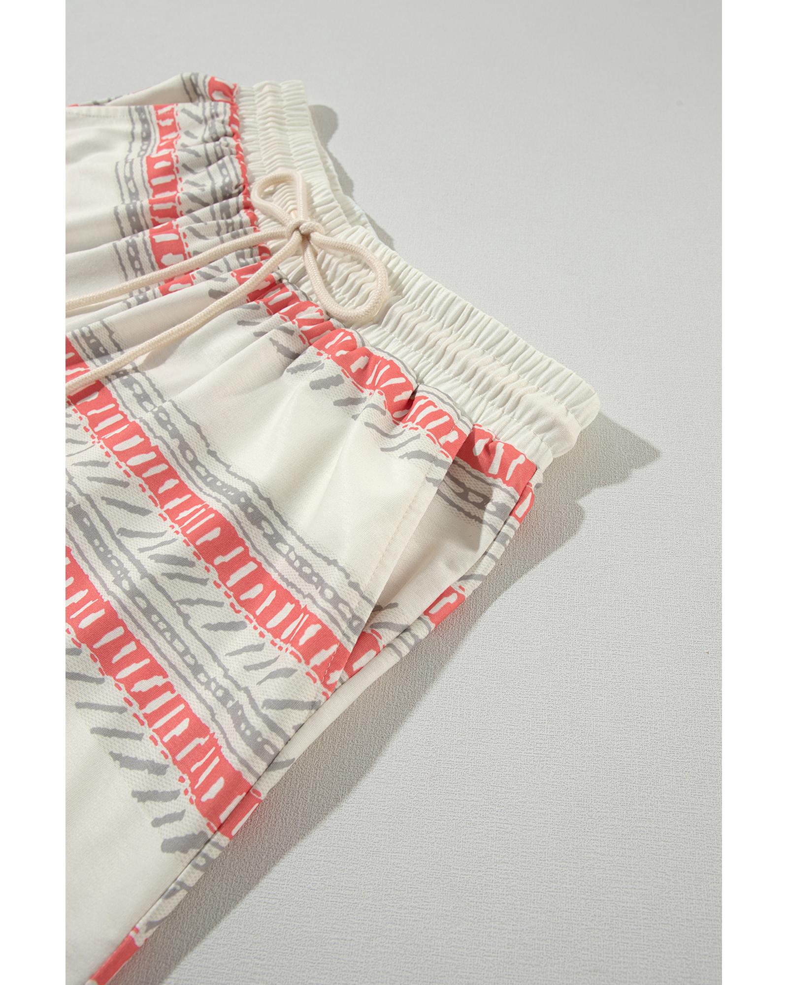 Beige Western Striped Print Casual Tank 2pcs Outfit - L 5