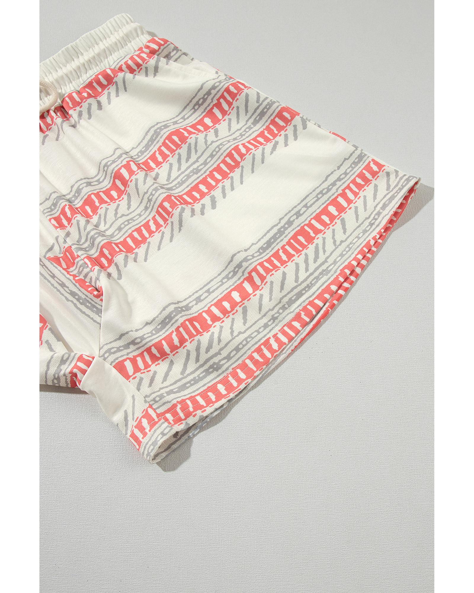 Beige Western Striped Print Casual Tank 2pcs Outfit - L 7