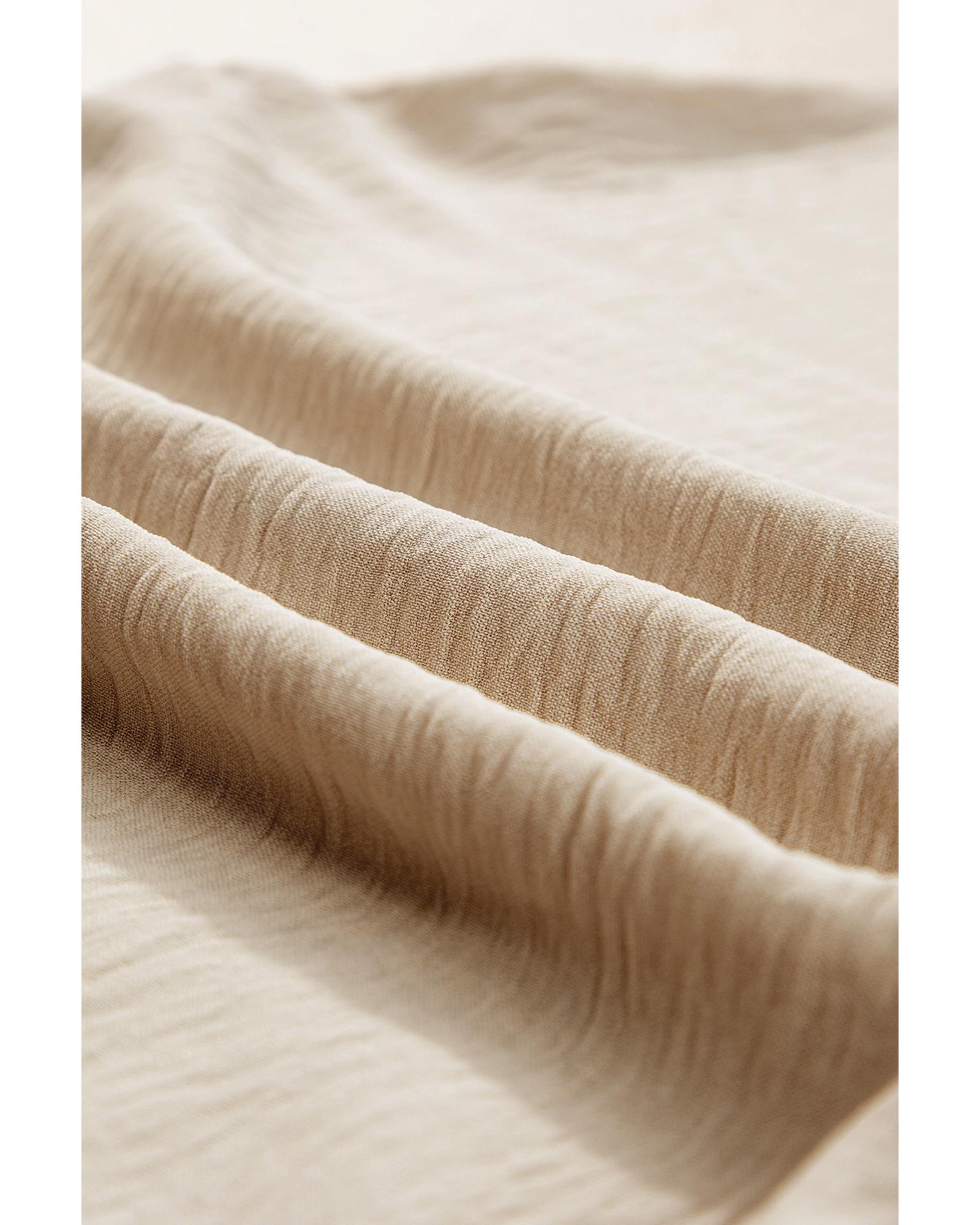 Beige Crinkled Elastic Hem Crop Tee and Wide Leg Pants Set - L 8