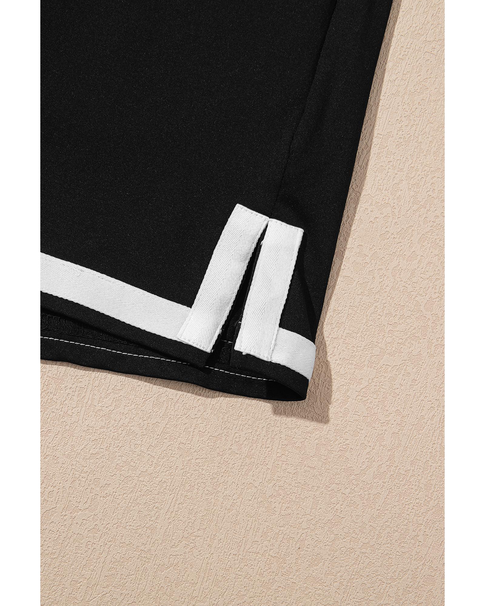 Black Contrast Trim Tee and Shorts Set - S 5