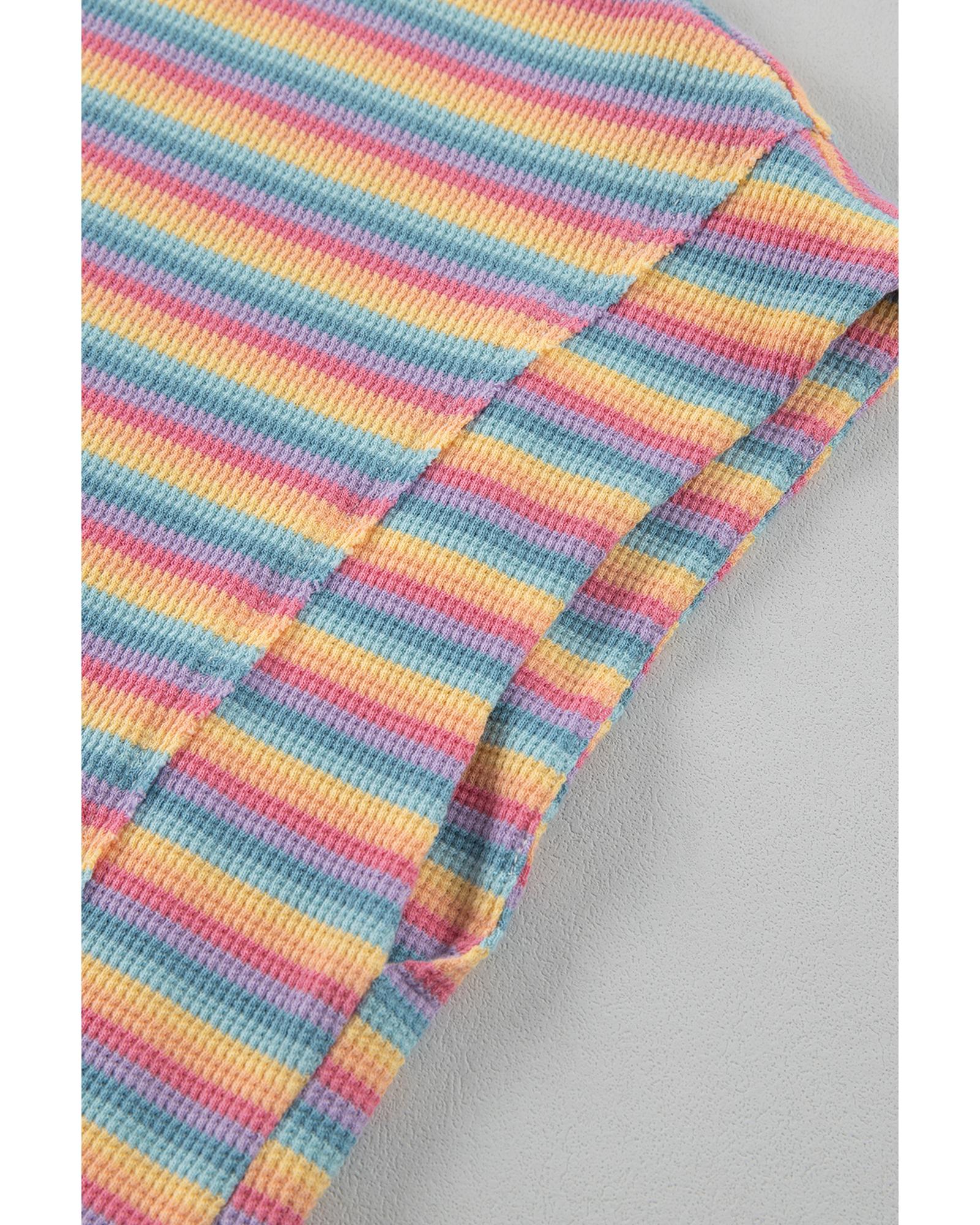 Pink Stripe Crew Neck Tee and Tasseled Drawstring Shorts Set - S 7